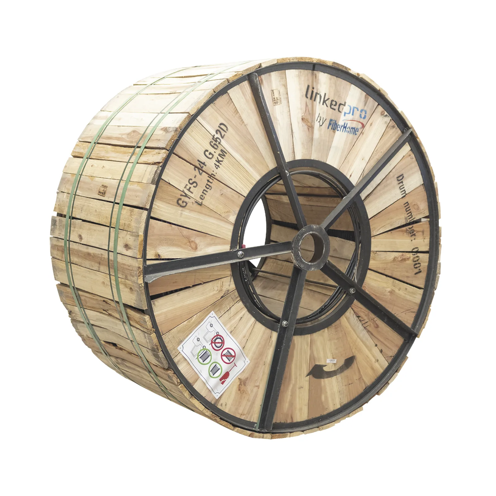 Carrete de 4 Kilómetros de Fibra Óptica para Exterior G.652D, Armada, Monomodo de 24 Hilos, Loose Tube, Color Negro, para Instalación en Ducto Subterráneo o Enterrado Directo
