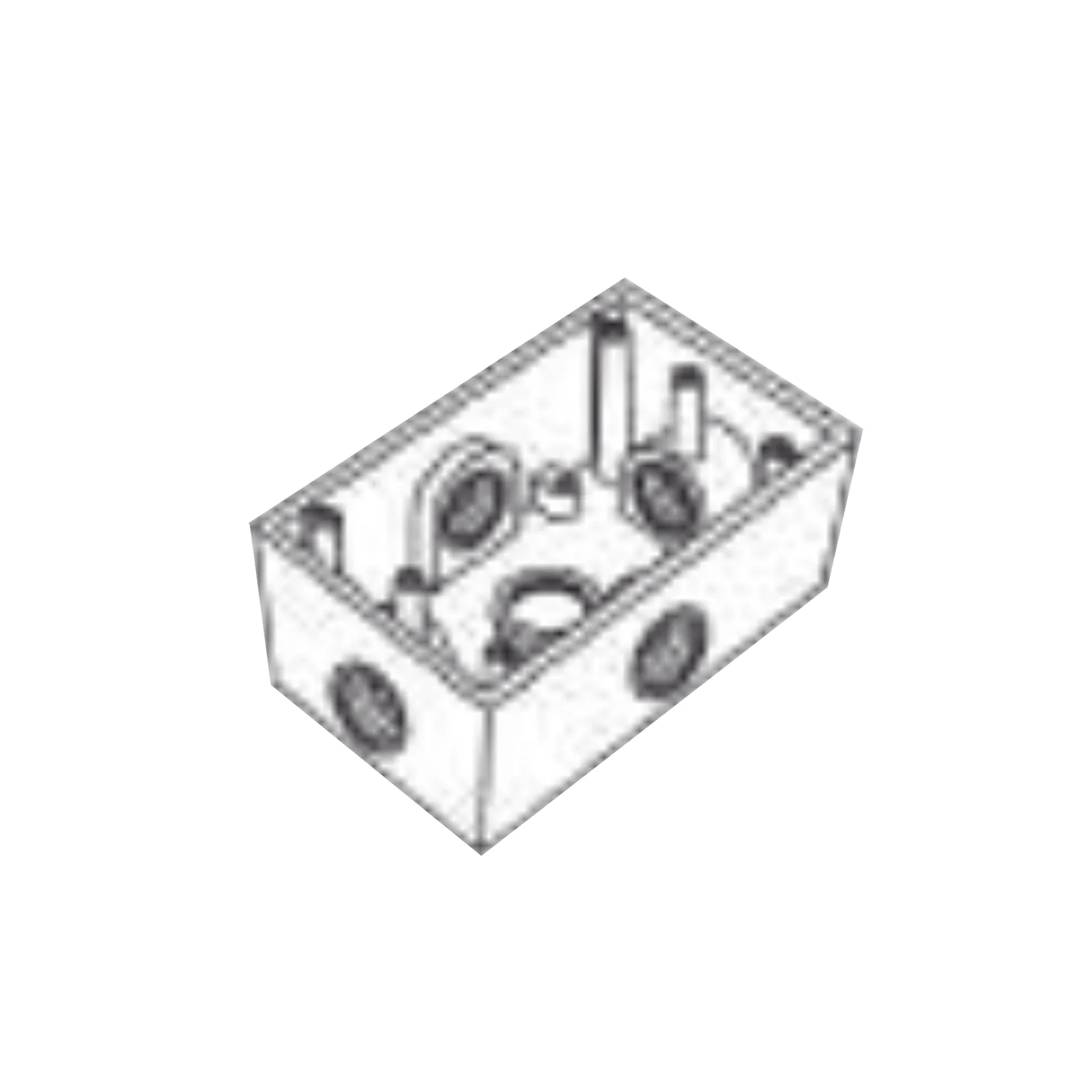 Caja Condulet FS de 1" (25.4 mm) con cinco bocas a prueba de intemperie.