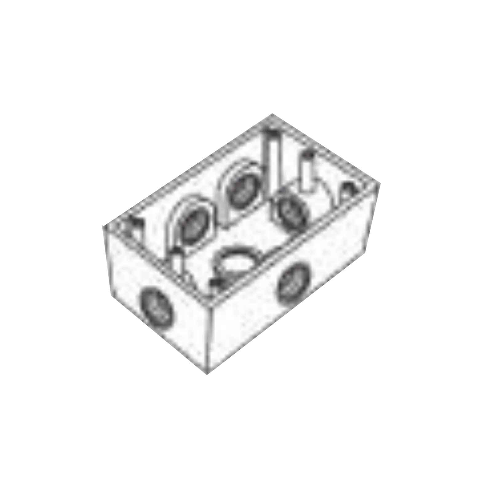 Caja Condulet FS de 1/2" (12.7 mm) con seis bocas a prueba de intemperie.