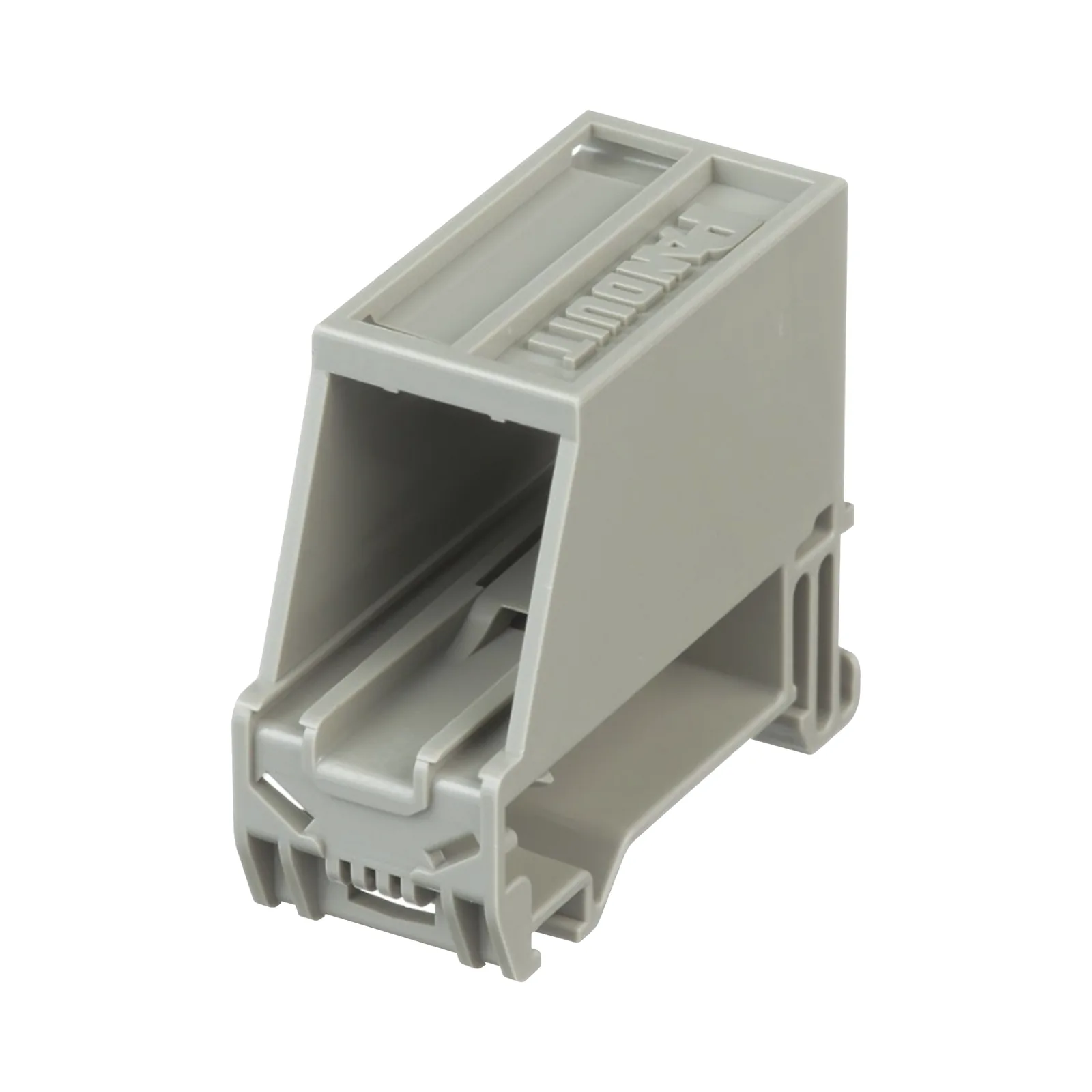 Adaptador de 1 Puerto, Para Conectores Tipo Mini-Com, Montaje en Riel Din Estándar de 35 mm (1.38 pulgadas), Color Gris Internacional