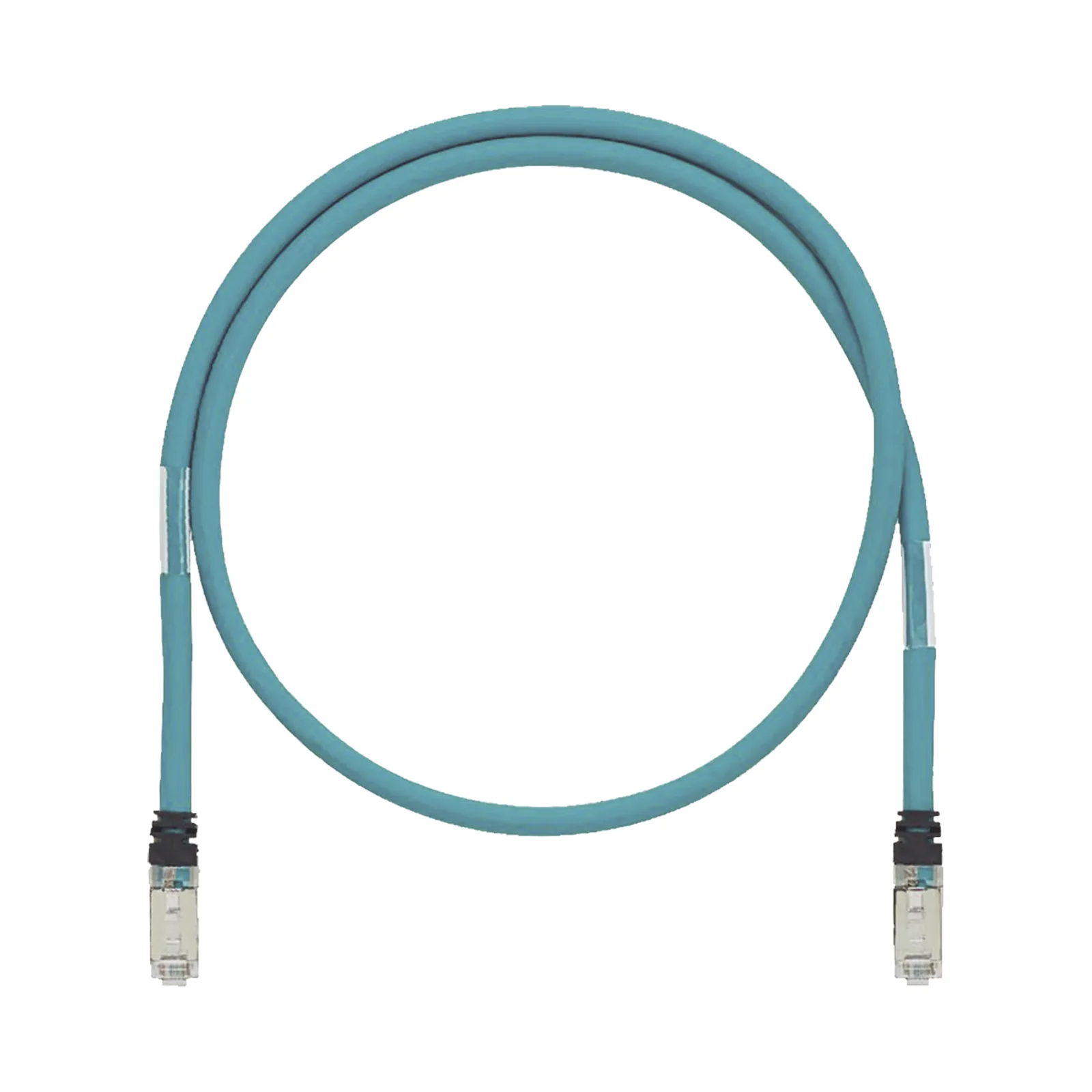 Patch Cord Cat6A de Grado Industrial 600V, Blindado SF/UTP, Calibre 26 AWG, Color Aqua, 60 cm (23.62 pulgadas).