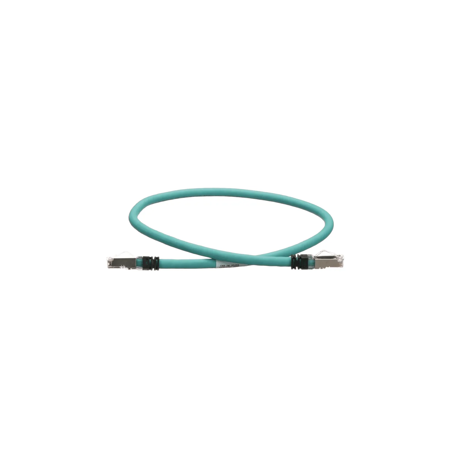 Patch Cord Cat5e de Grado Industrial 600V, Blindado SF/UTP, Calibre 24 AWG, Color Aqua, 60 cm (23.62 pulgadas).