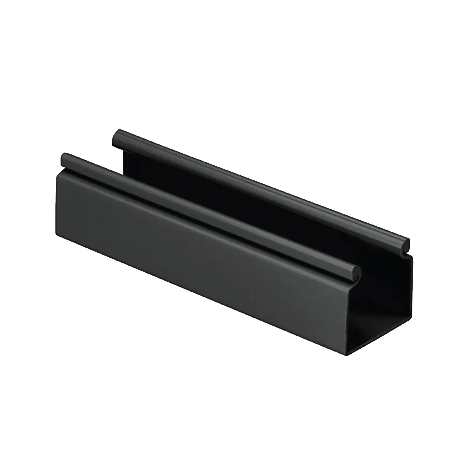 Canaleta FiberRunner™ 2X2 sin Tapa, de PVC Rígido, Sin Orificios de Montaje, Color Negro, 1.8 m de Largo