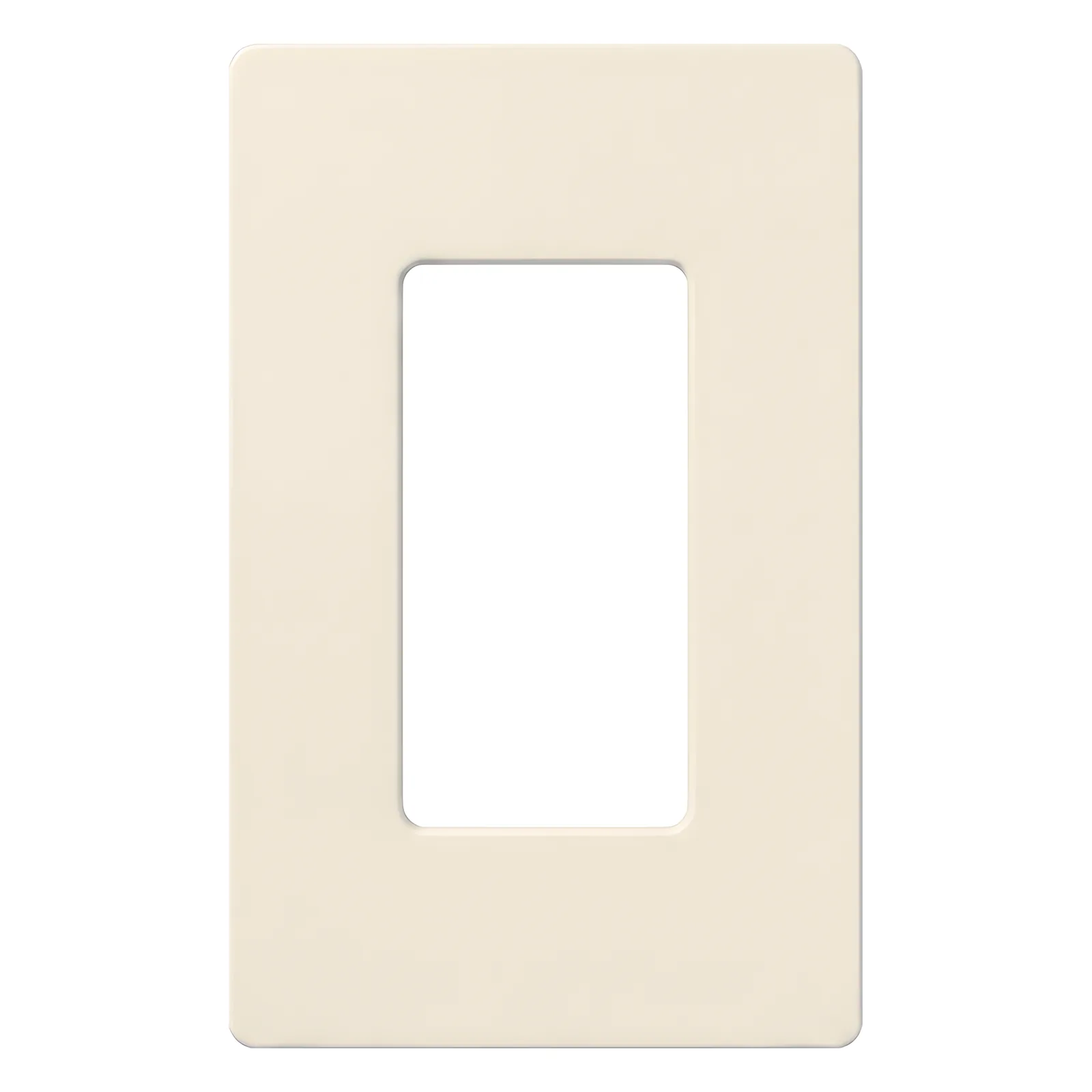 Placa de pared sin tornillos de 1 espacio, acabado satinado color Biscuit, para atenuadores y apagadores con abertura tipo designer de Lutron