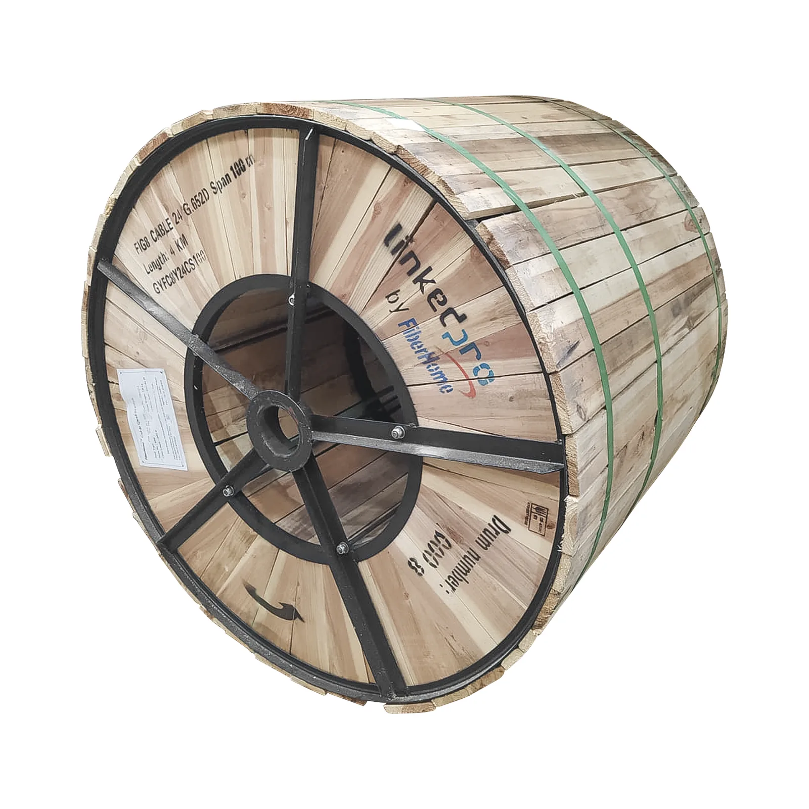Carrete de 4 km de Fibra Óptica Aérea Figura 8 G.652D, Monomodo de 24 Hilos, Exterior, Span 100, Loose Tube