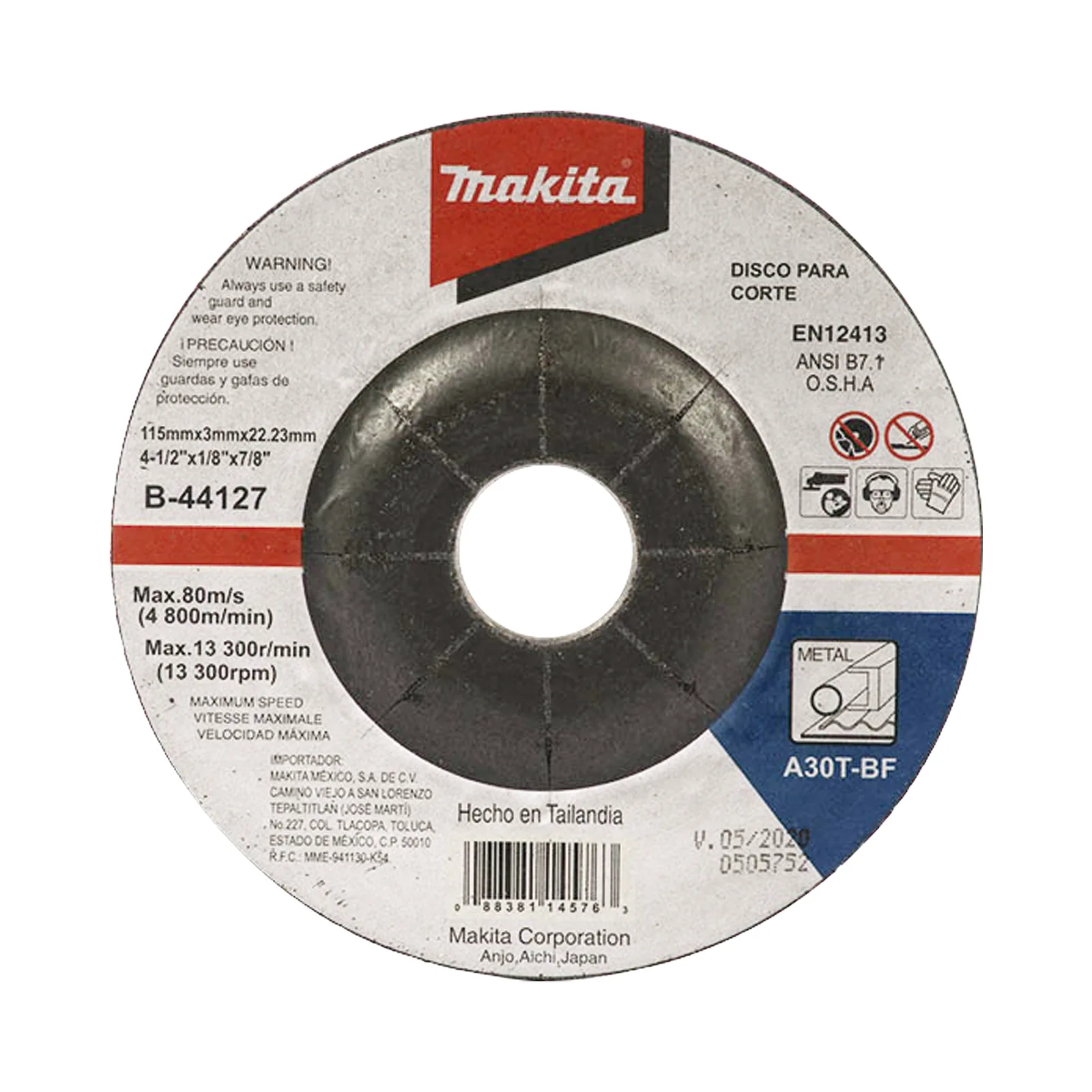 Disco de corte para metal de 4 1/2"