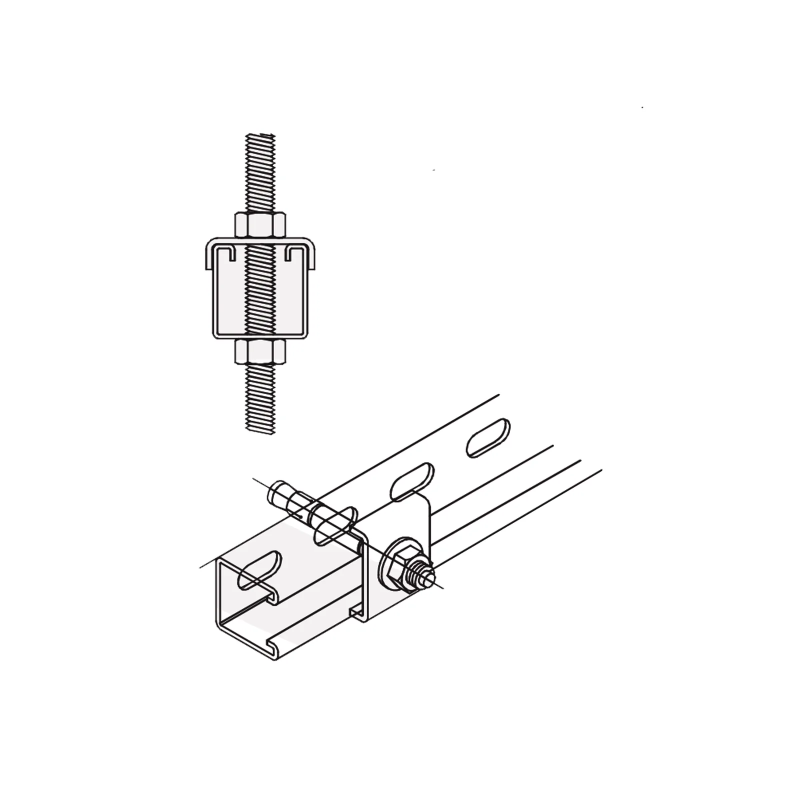 Tope Unicanal "U" para Tornillo de 3/8" ( 9.5 mm ).