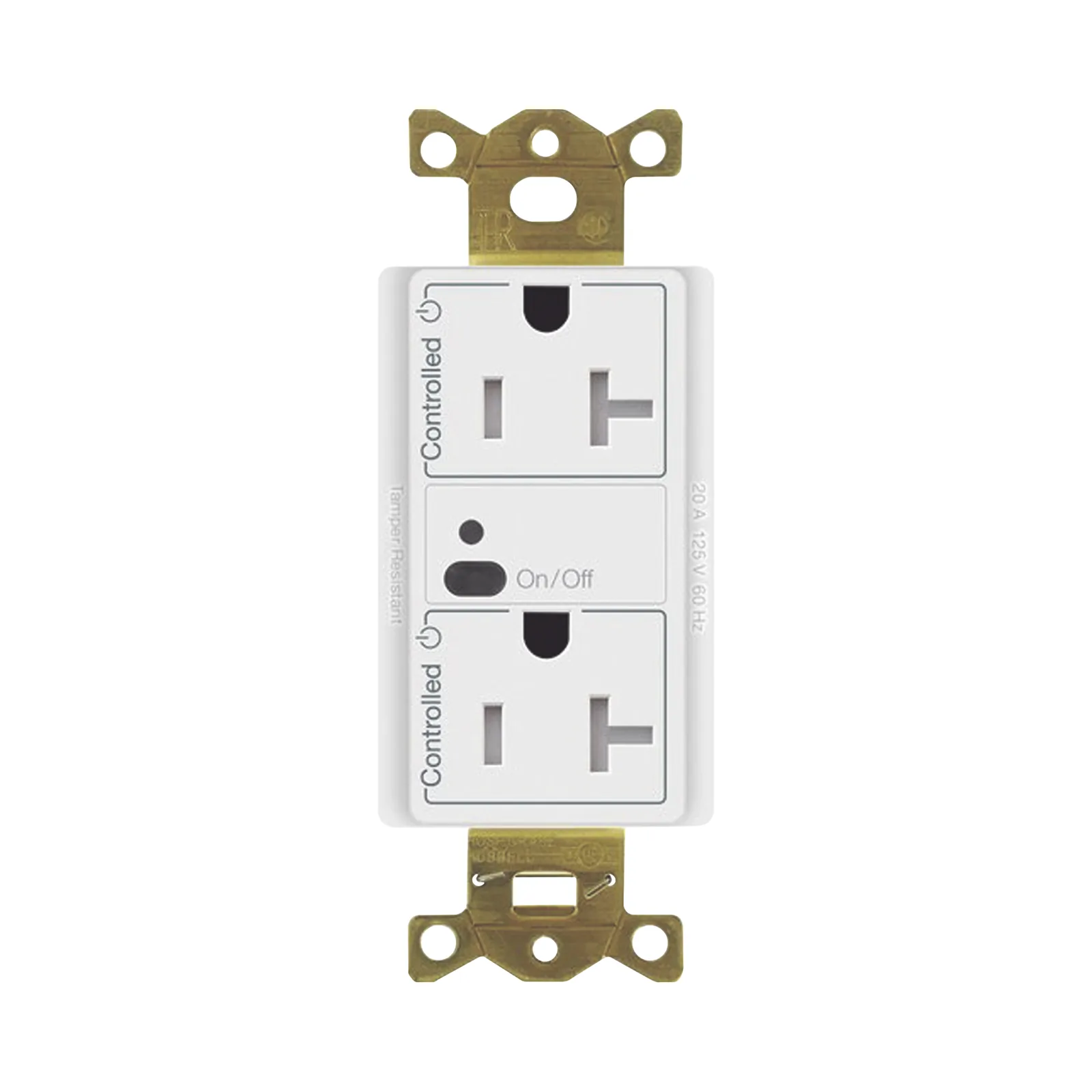 Receptáculo inalámbrico de 20 A tipo dúplex con ambos contactos controlados, tecnología Clear Connect, para sistema Vive de Lutron, color blanco