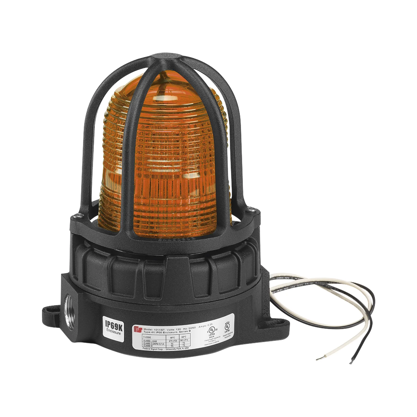 Luz de advertencia LED para ubicaciones peligrosas, montaje para superficies, 24 VCD, color Ámbar