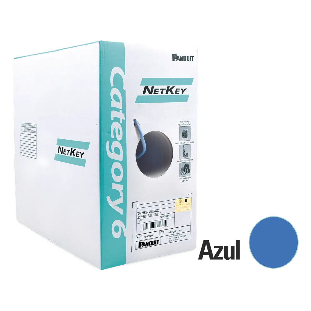 Bobina de Cable UTP 305 Metros (1000 Pies) de Cobre, NetKey, Reelex, Azul, Categoría 6 (24 AWG), 1000Mbps, PVC (CM), de 4 Pares