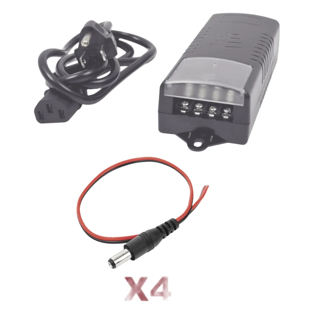 Kit con fuente EPCOM con salida de 12 Vcc a 5 Amper con 4 salidas / Incluye conectores