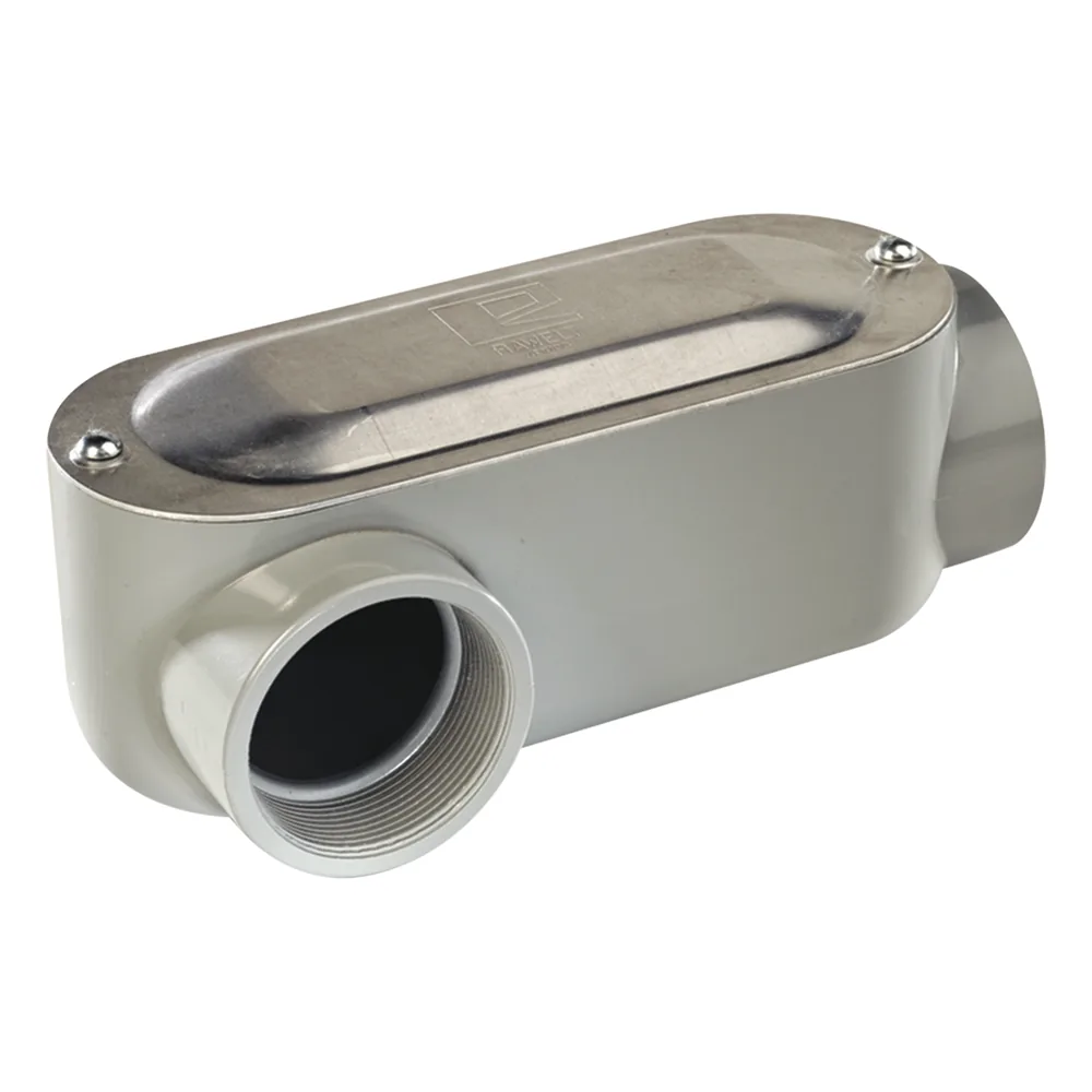 Caja oval roscada tipo LR de 1 1/4" (31.8 mm) Incluye tapa y tornillos.