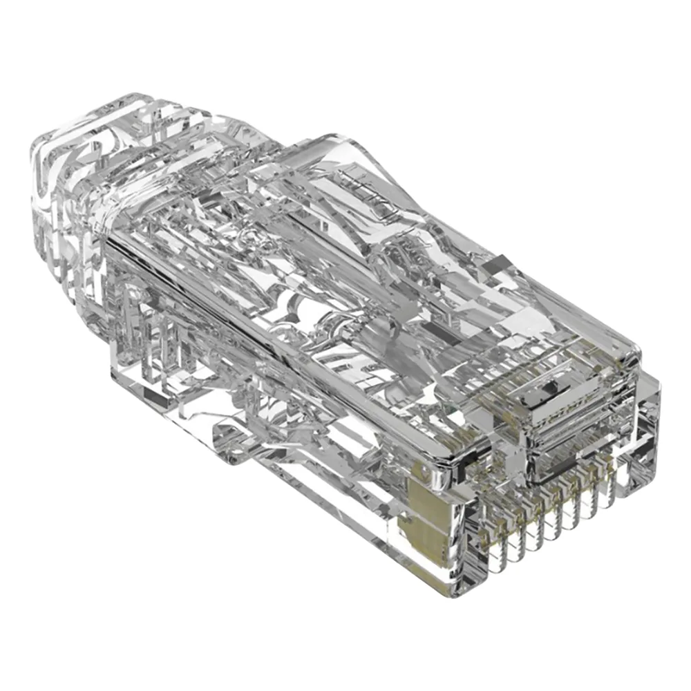 Plug RJ45 Cat6/6A, Para Cable UTP de Calibre 28 AWG (Diámetro Reducido), Chapado en Oro de 50 Micras, Paquete de 100 Piezas