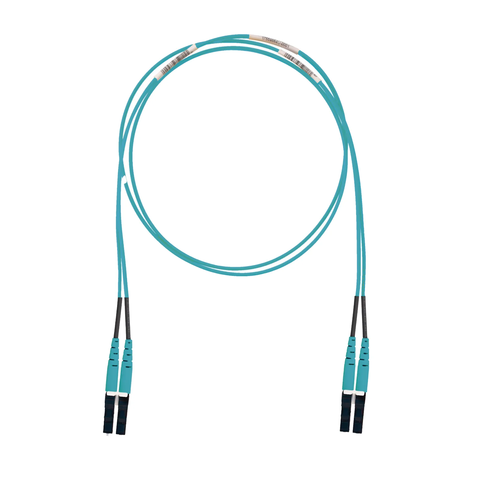 Jumper de Fibra Optica Multimodo 50/125 OM3, LC-LC Duplex, LSZH (Cero Halógenos), Color Aqua, 1 Metro (3.28 Pies)