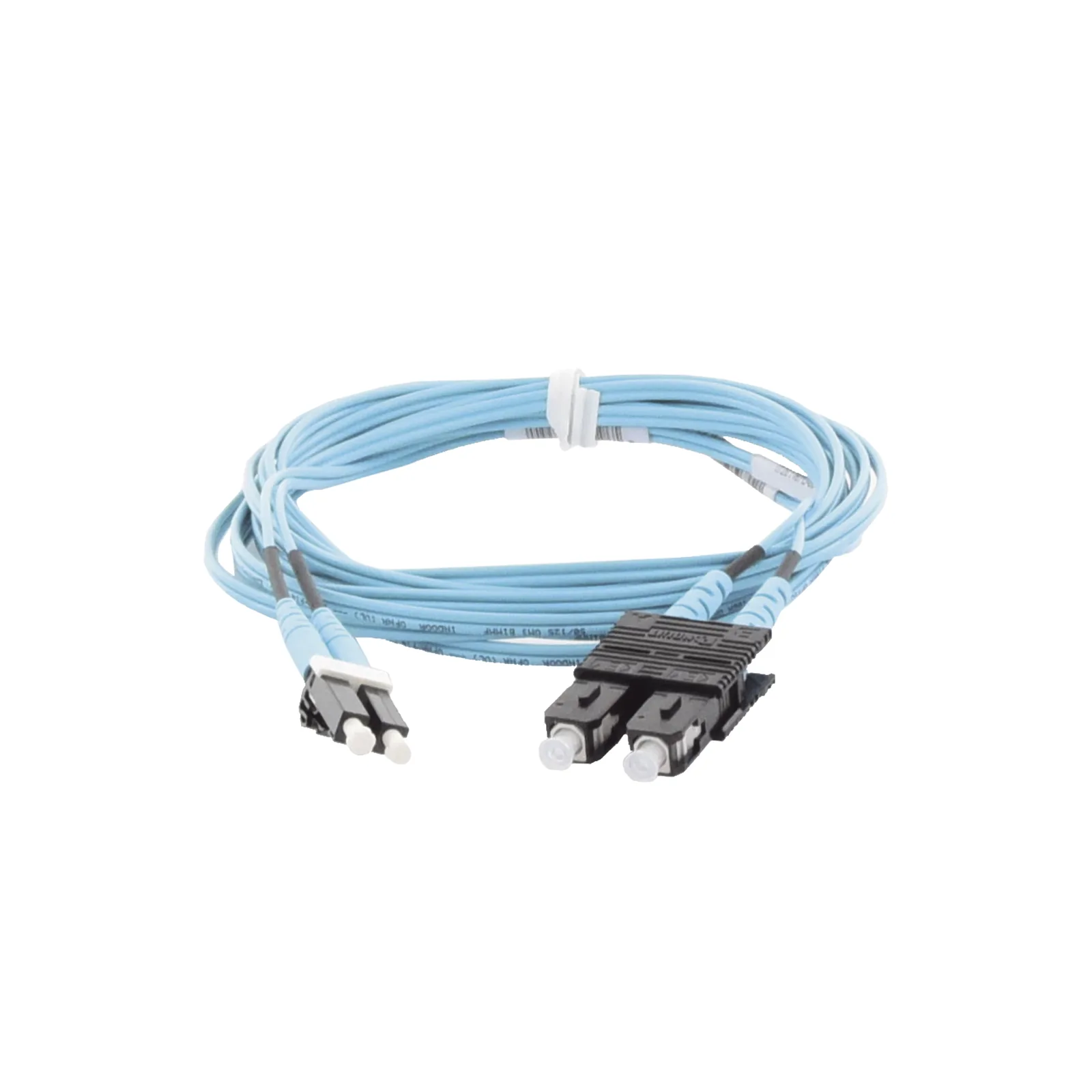Jumper de Fibra Optica Multimodo 50/125 OM3, LC-SC Duplex, OFNR (Riser), Color Aqua, 3 Metros (9.84 Pies)