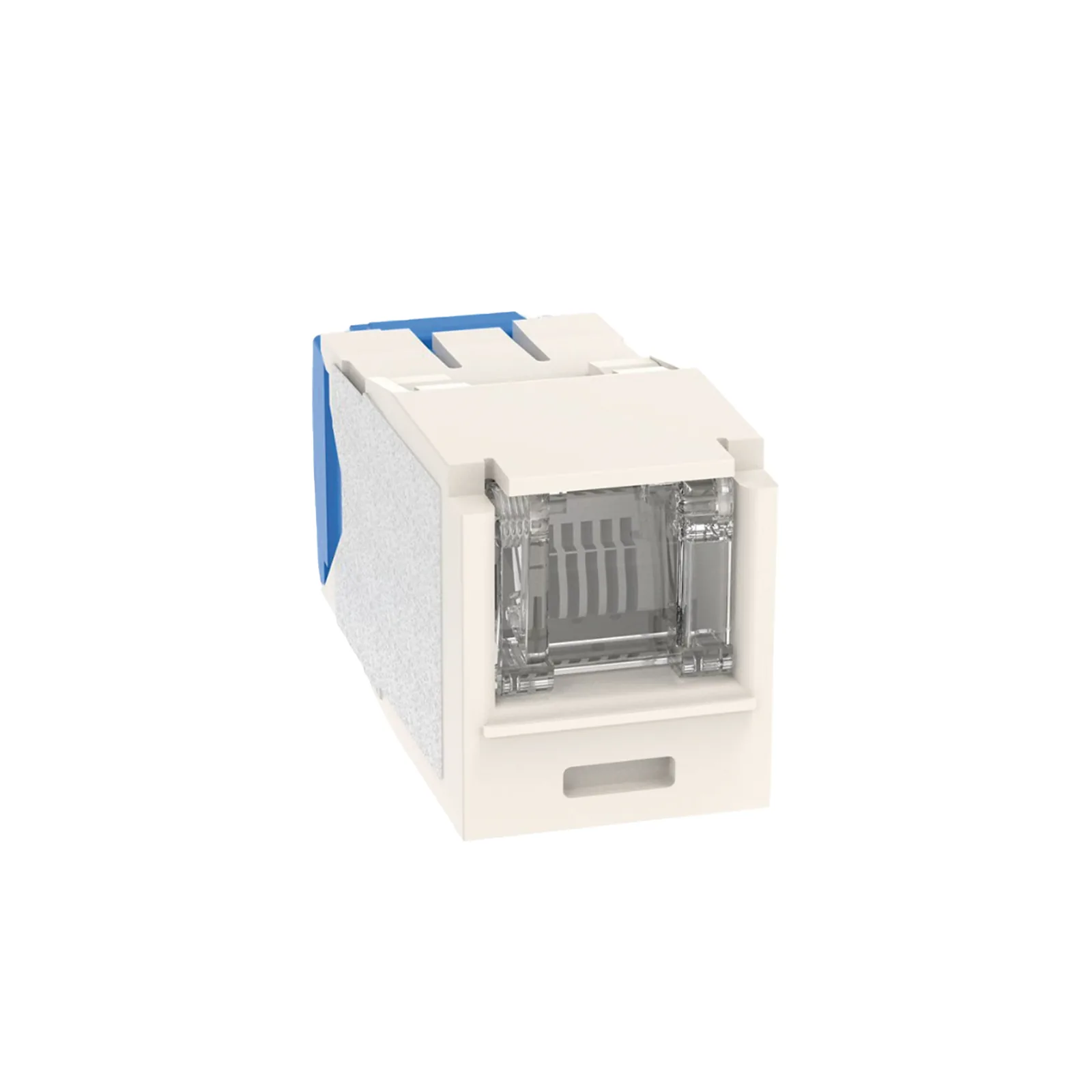 Conector Jack RJ45 Estilo TG con Ventana, Mini-Com, Categoría 6A, de 8 Posiciones y 8 Cables, Color Blanco