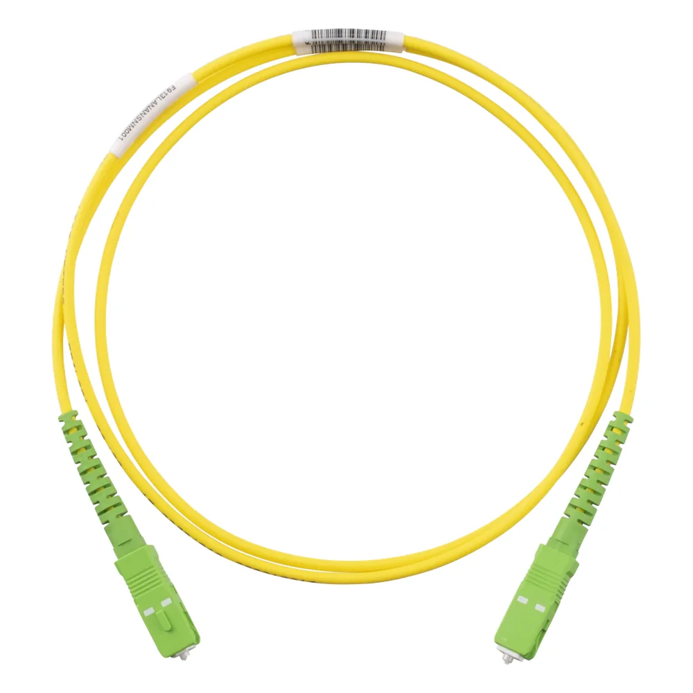 Jumper de Fibra Optica Monomodo 9/125 OS2, SC/APC-SC/APC Simplex, OFNR (Riser), Color Amarillo, 1 Metro (3.28 Pies)