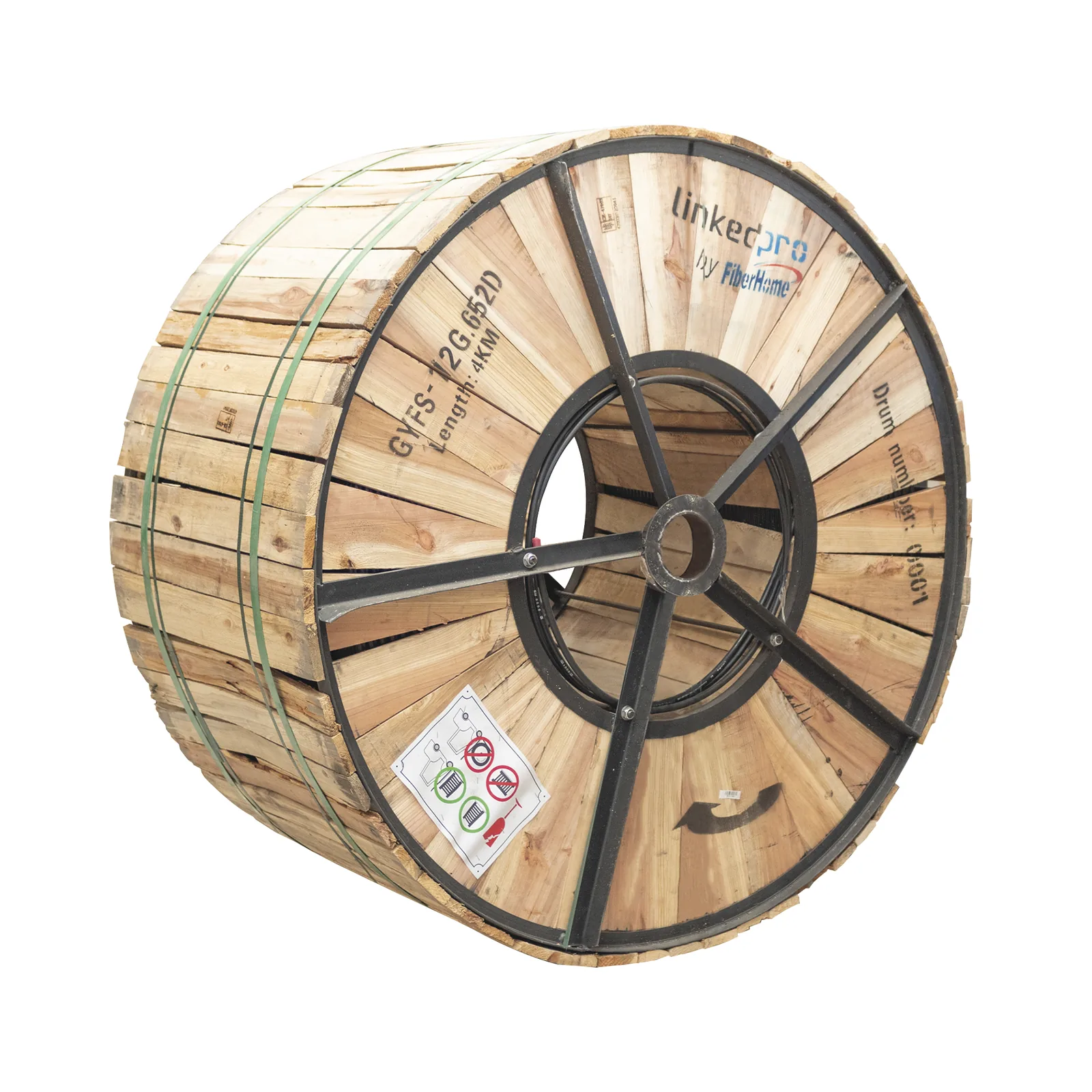Carrete de 4 Kilómetros (13123.36 Pies) de Fibra Óptica para Exterior G.652D, Armada, Monomodo de 12 Hilos, Loose Tube, Color Negro, para Instalación en Ducto Subterráneo o Enterrado Directo