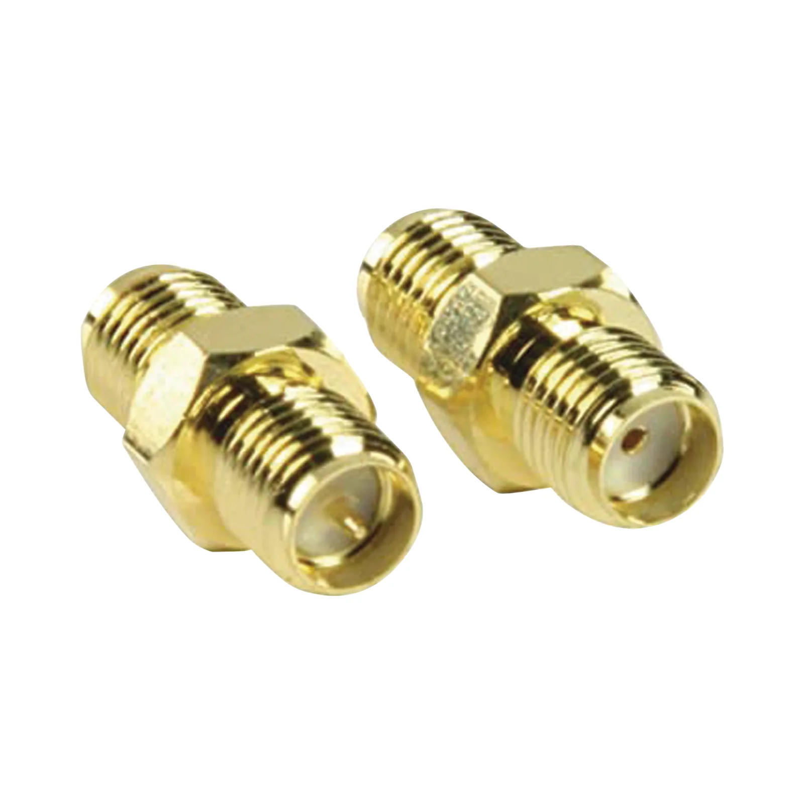Adaptador en Línea de Conector SMA Hembra Inverso a SMA Hembra, Oro/ Oro/ Teflón,