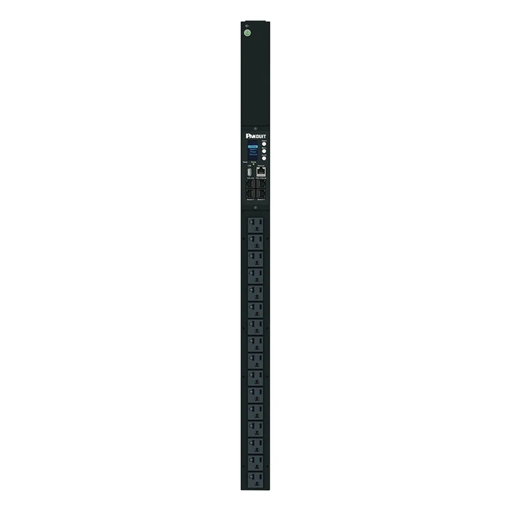 PDU Monitoreable (MI) para Distribución de Energía, Enchufe de Entrada NEMA 5-15P, Con 16 Salidas NEMA 5-20R, de Instalación Vertical, 120 Vca, 15 Amp