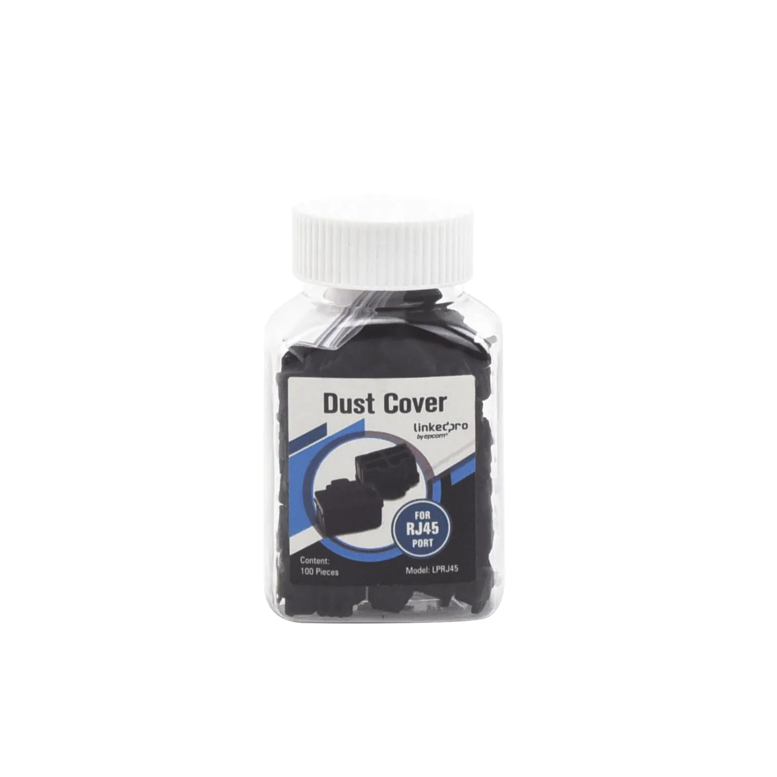 Bote con 100 Protectores Anti-Polvo para Puerto RJ45 Color Negro