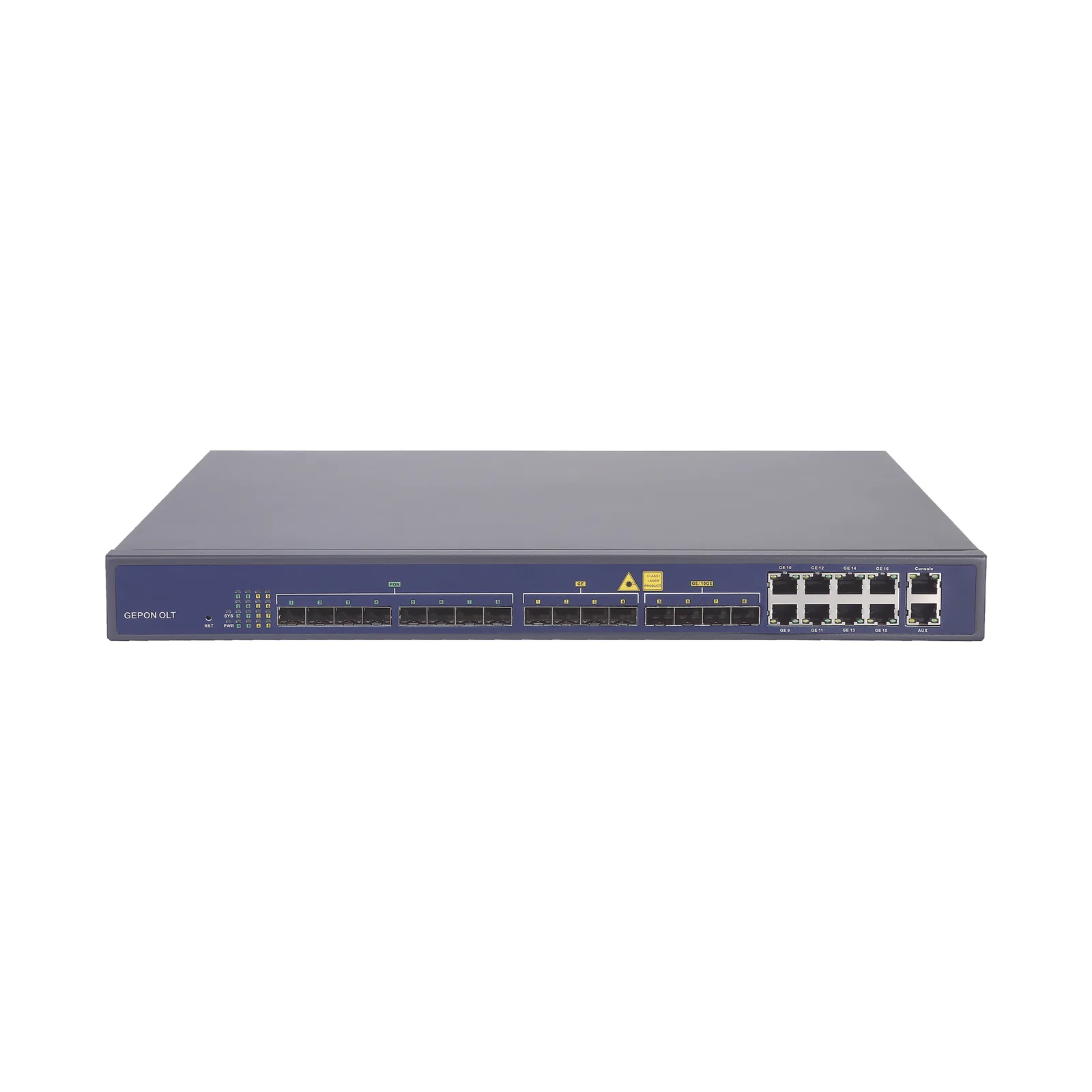 OLT de 8 puertos EPON con 16 puertos Uplink (8 puertos Gigabit Ethernet + 4 puertos SFP + 4 puertos SFP+), hasta 512 ONUs