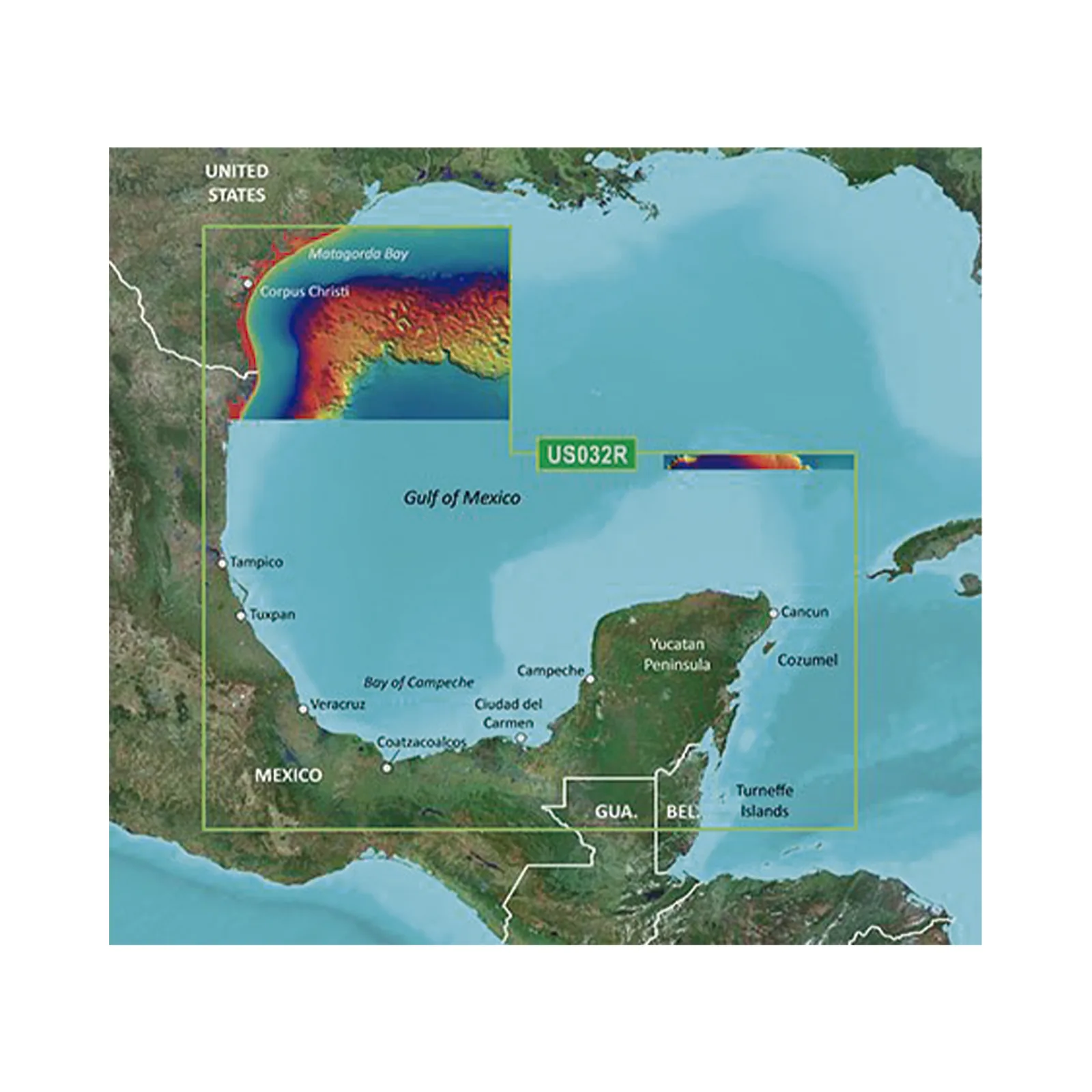 Mapa VUS032R Sur del Golfo de México.