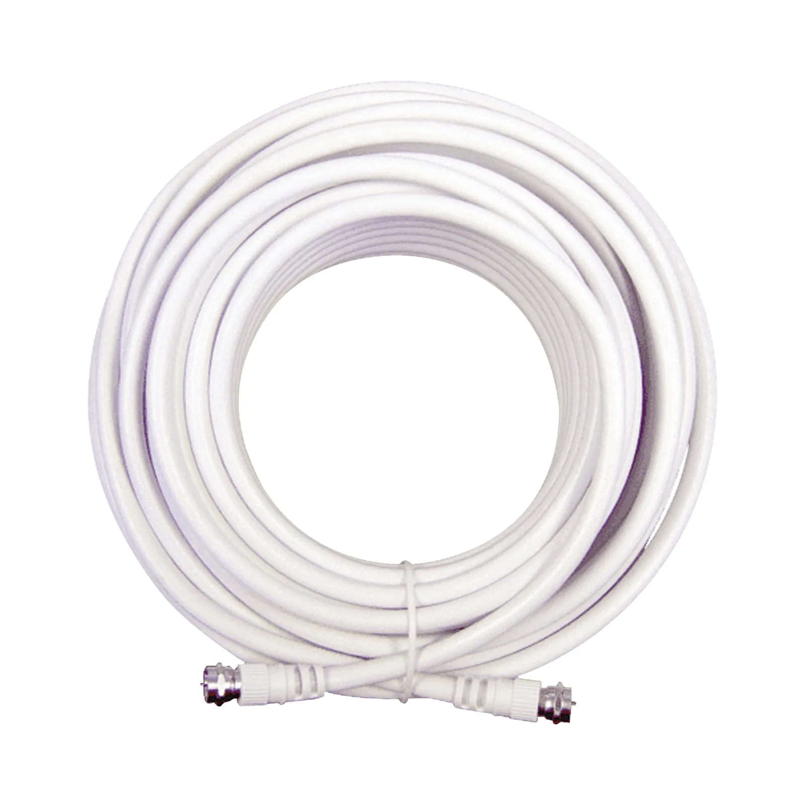 Jumper Coaxial con Cable Tipo RG-6 en Color Blanco de 6.09 Metros (20 Pies) de Longitud y Conectores F Macho en Ambos Extremos. 75 Ohm de Impedancia.