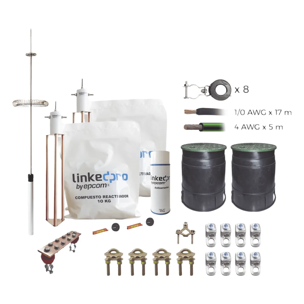 Kit Pararrayo LINKEDPRO con Accesorios de Instalación en Torre de Hasta 12 m de Altura.
