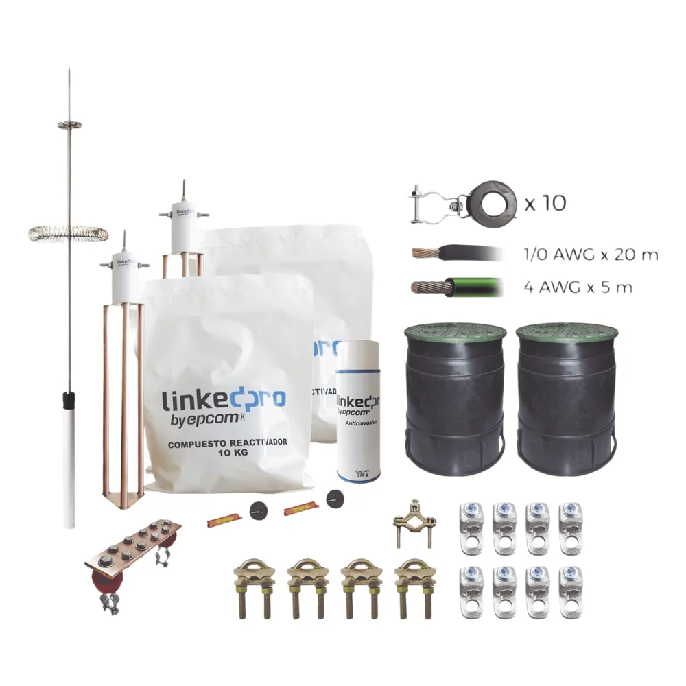 Kit Pararrayo LINKEDPRO con Accesorios de Instalación en Torre de Hasta 15 m de Altura.