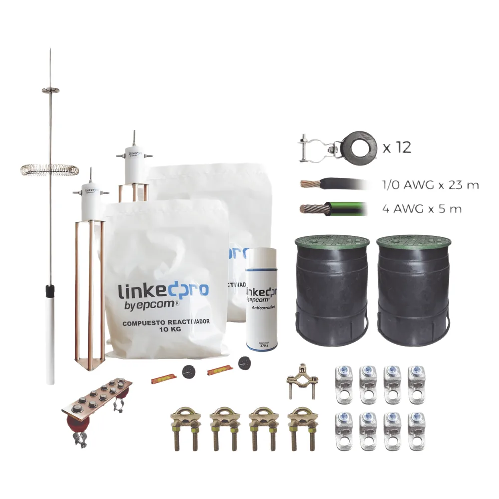 Kit Pararrayo LINKEDPRO con Accesorios de Instalación en Torre de Hasta 18 m de Altura.