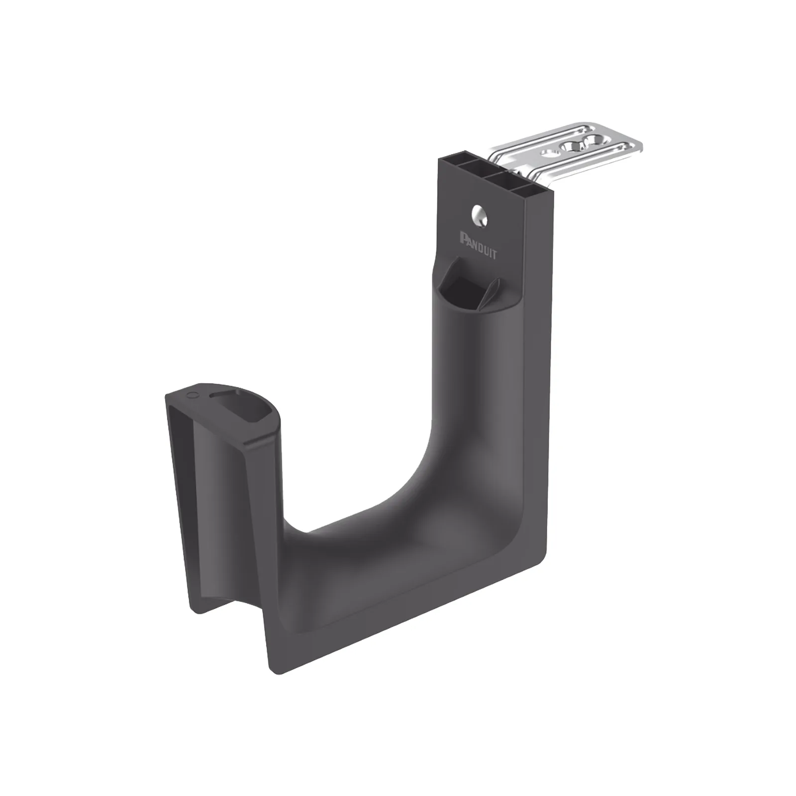 Sujetador STRONGHOLD tipo J (J-Hook), Con Soporte para Montaje en Techo, Para 180 Cables Cat6, Nylon 6.6, Color Negro, 10 piezas