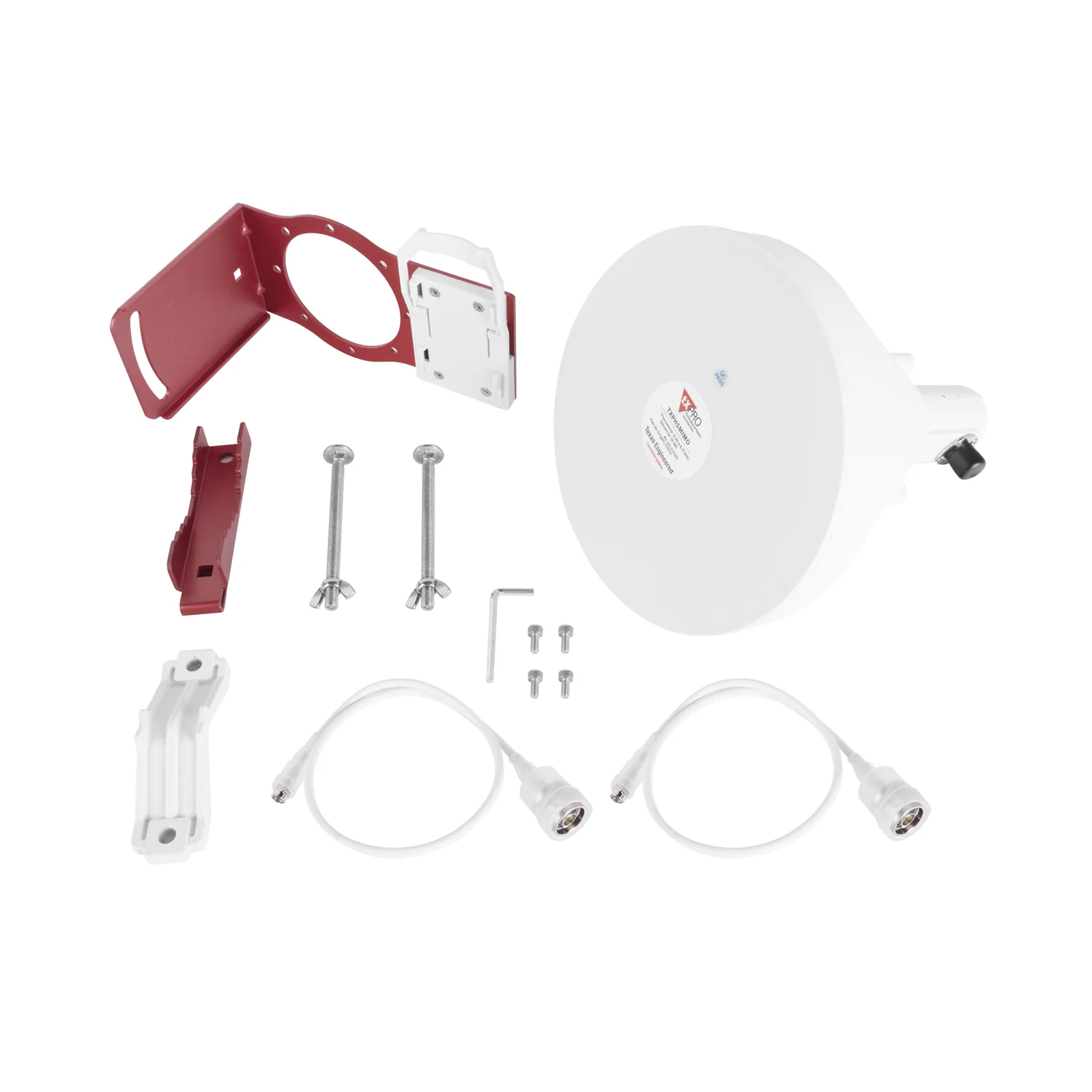 Antena Tipo Horn de 30 °, 19 dBi, 4.9-6.5 GHz, Ideal para ambientes de alto ruido, Tipo de conector N-Hembra, con montaje y jumpers incluidos
