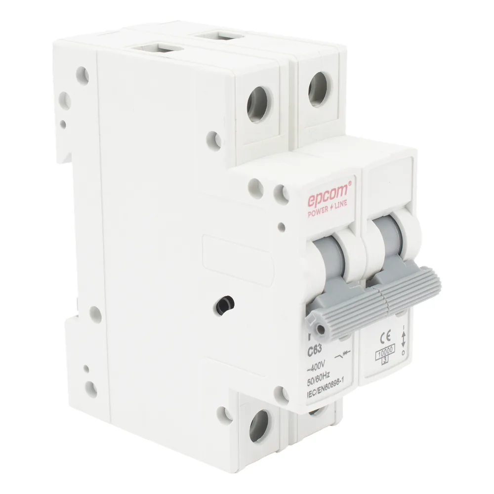 Protección Térmica/ Interruptor 2P, 63 A, Corriente Alterna 400 Vca para Aplicación Fotovoltaica Montaje Riel DIN