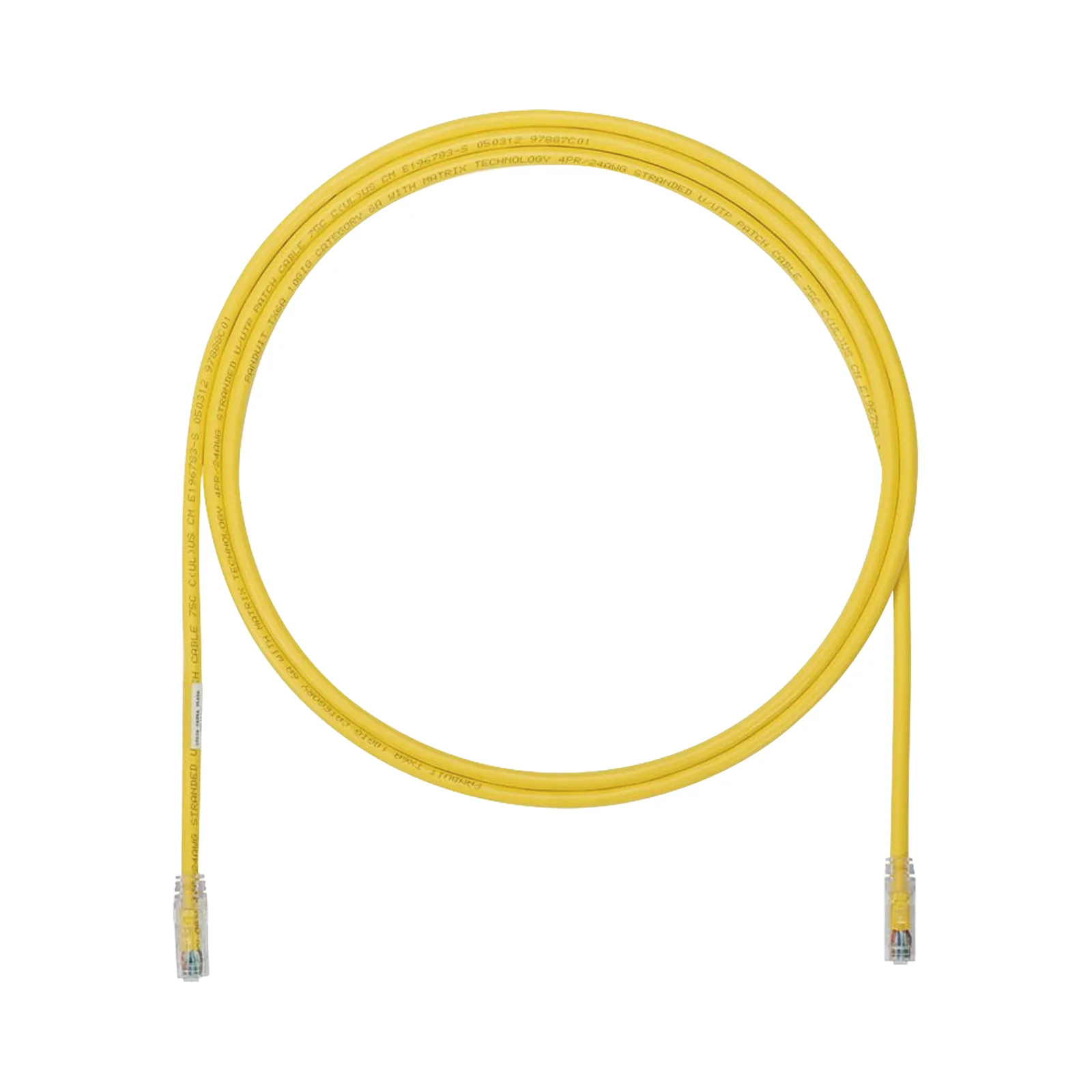 Cable de Parcheo UTP, Cat6A, 24 AWG, CM, Color Amarillo, 5.49 Metros (18 Pies)