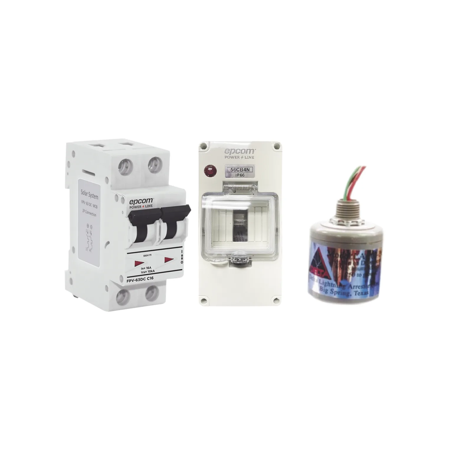 Kit de Centro de Carga Para Corriente Directa, Breaker de hasta 800 Vcc de 40 A con Supresor de Descargas Atmosféricas.
