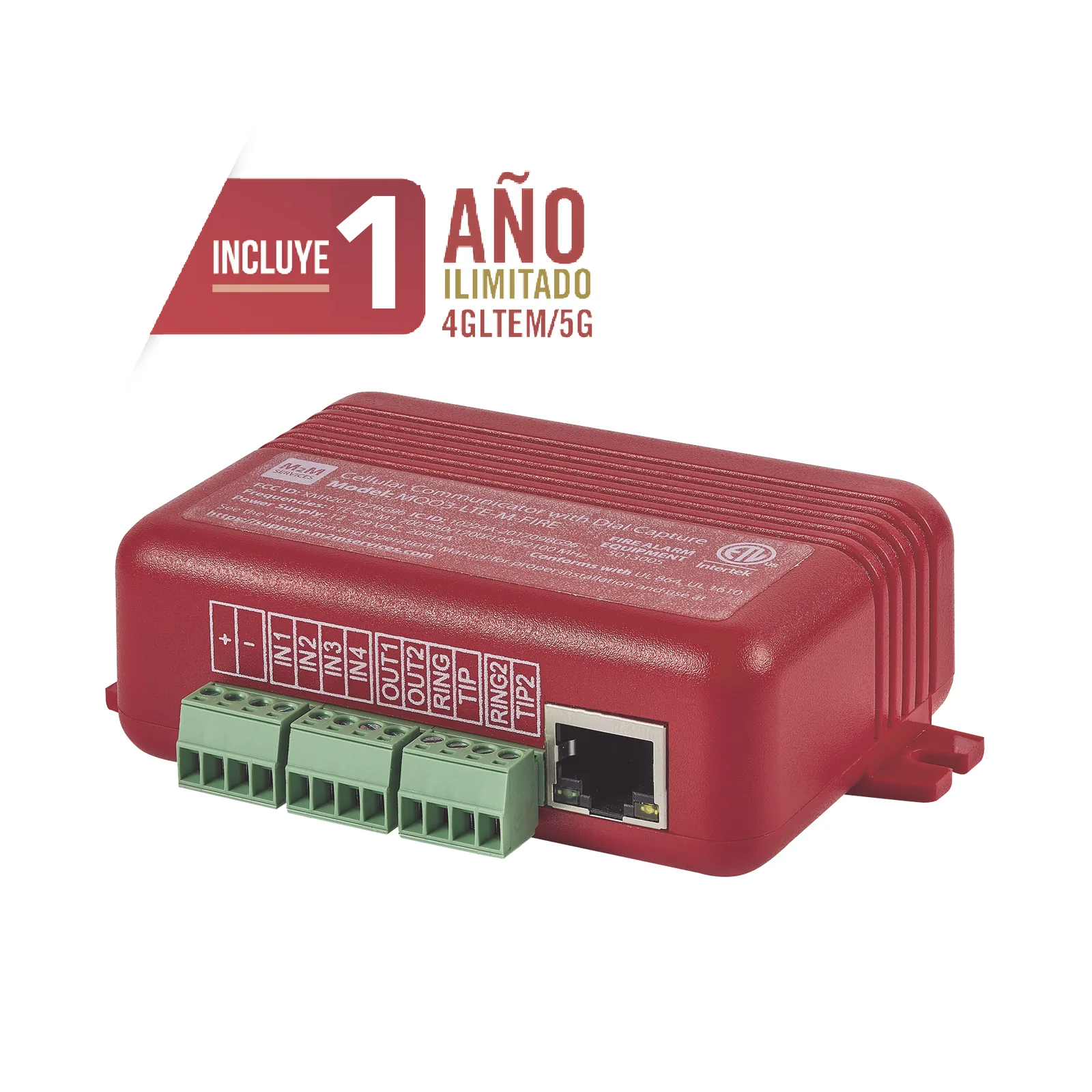 COMUNICADOR DUAL Universal para PANELES DE INCENDIO 4GLTEM - 1 Año de Servicio - Eventos a CMS