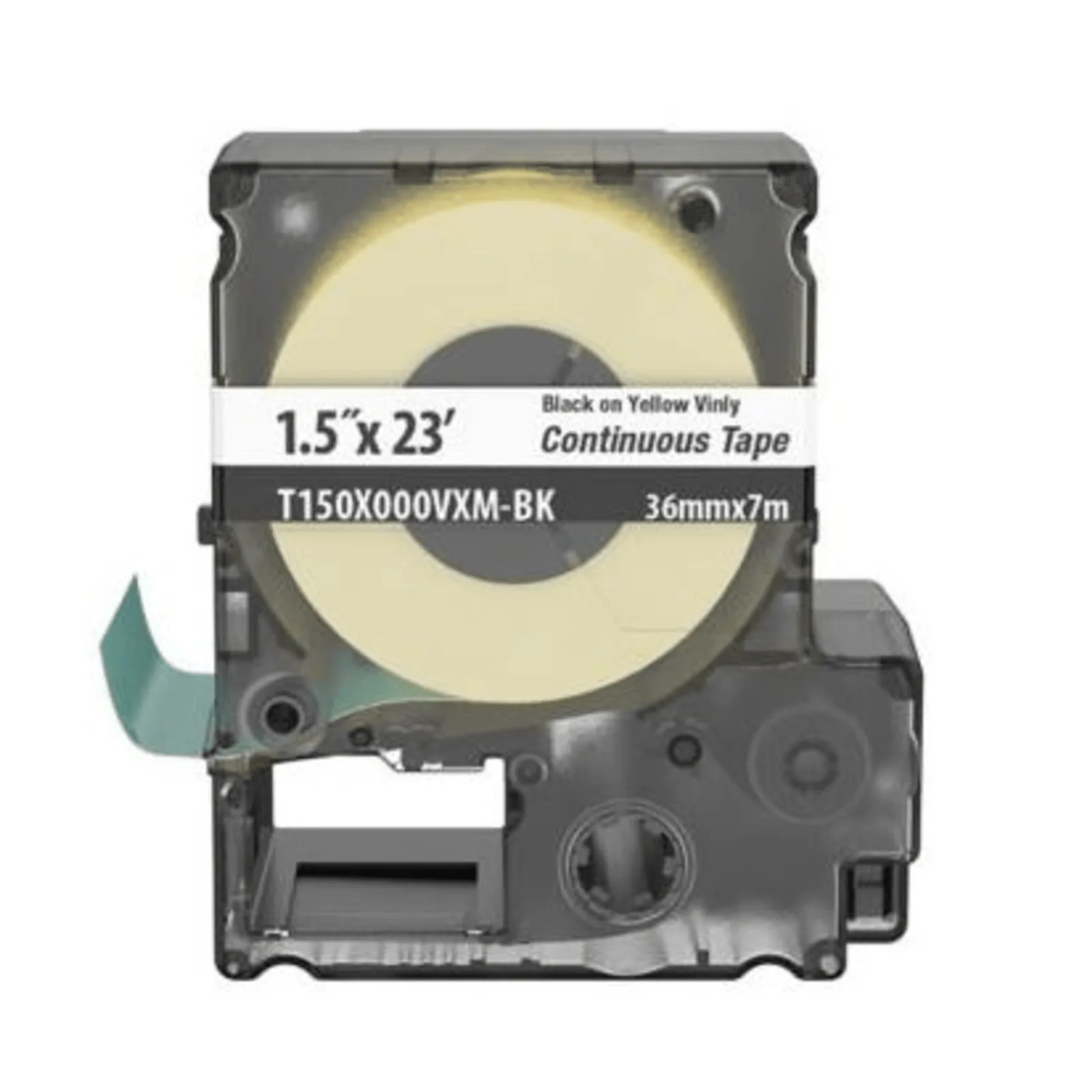 Casete de Etiquetas de Vinilo de Cinta Continua, Color Negro Sobre Amarillo, Uso Interior/Exterior, 36 mm de Ancho x 7 Metros (22.97 Pies) de Largo