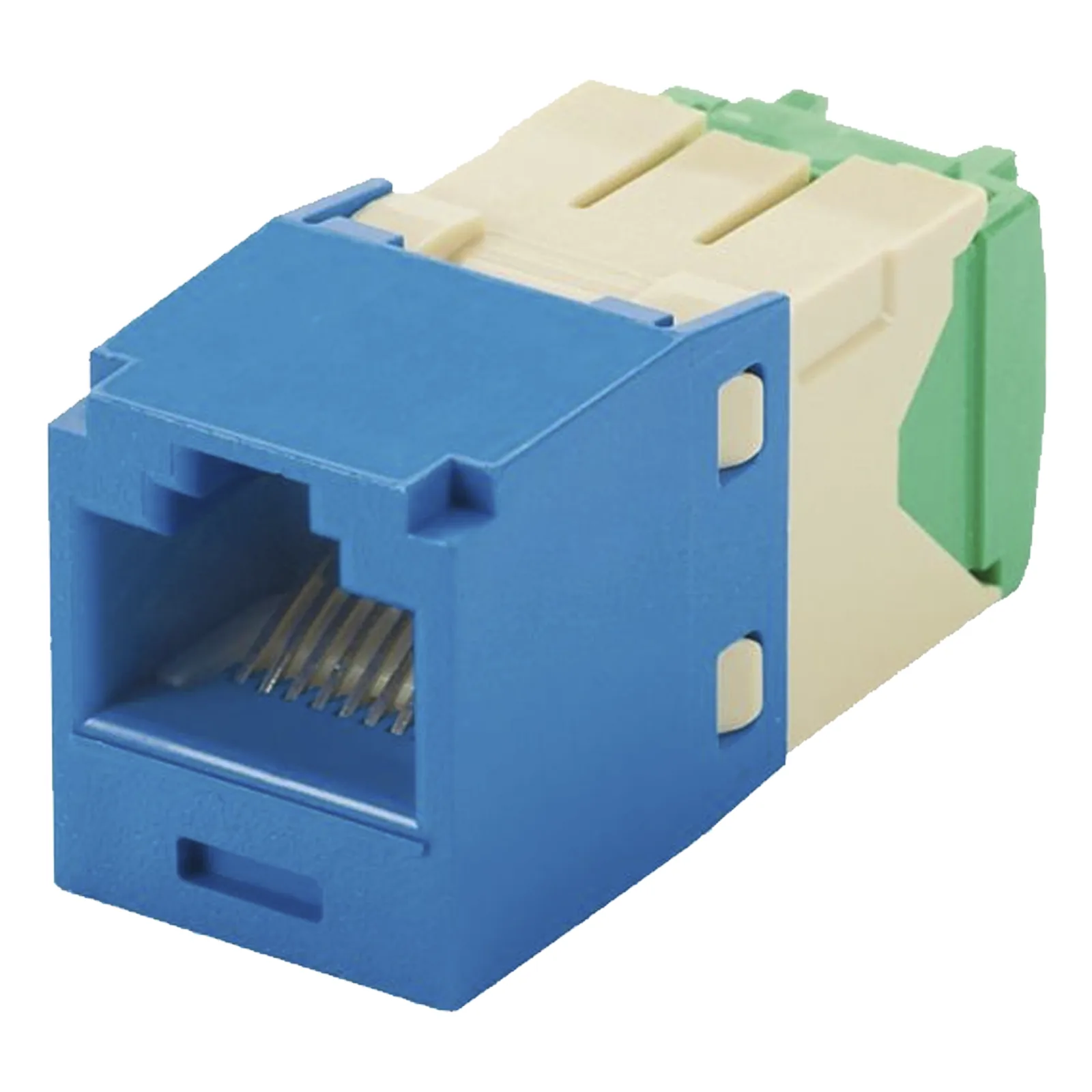 Conector Jack RJ45 Estilo TG, Mini-Com, Categoría 6, de 8 Posiciones y 8 Cables de Calibre 28/30 AWG, Color Azul