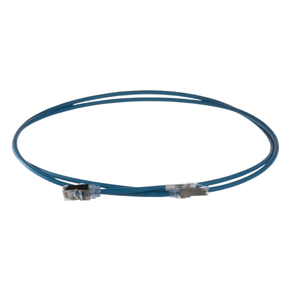 Patch Cord Cat6A, Diametro Reducido 28 AWG, Blindado S/FTP, CM/LS0H, 2 Metros (6.56 Pies), Color Azul