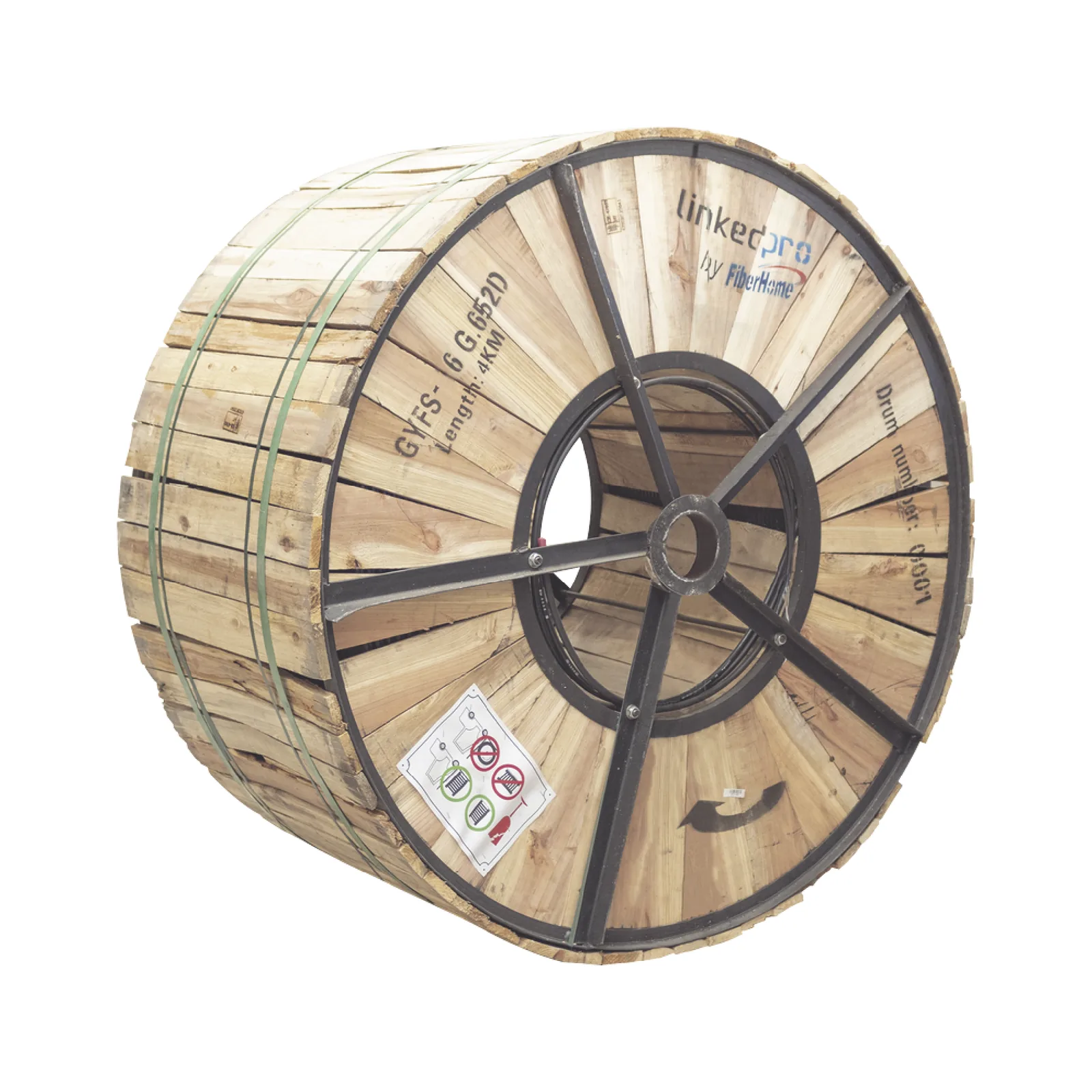 Carrete de 4 Kilómetros de Fibra Óptica para Exterior G.652D, Armada, Monomodo de 6 Hilos, Loose Tube, Color Negro, para Instalación en Ducto Subterráneo o Enterrado Directo