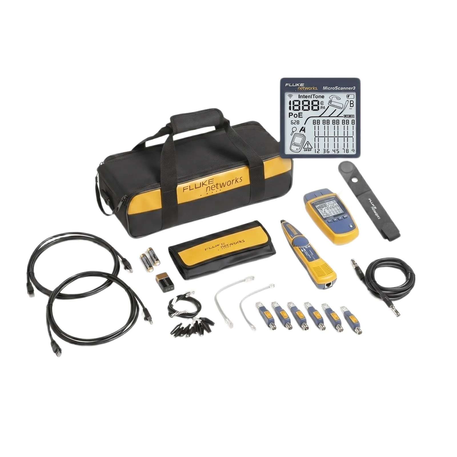 Kit Profesional de Verificador de Red MicroScanner2, para Comprobación de Redes de Voz, Datos y Video, con Pantalla LCD Retroiluminada