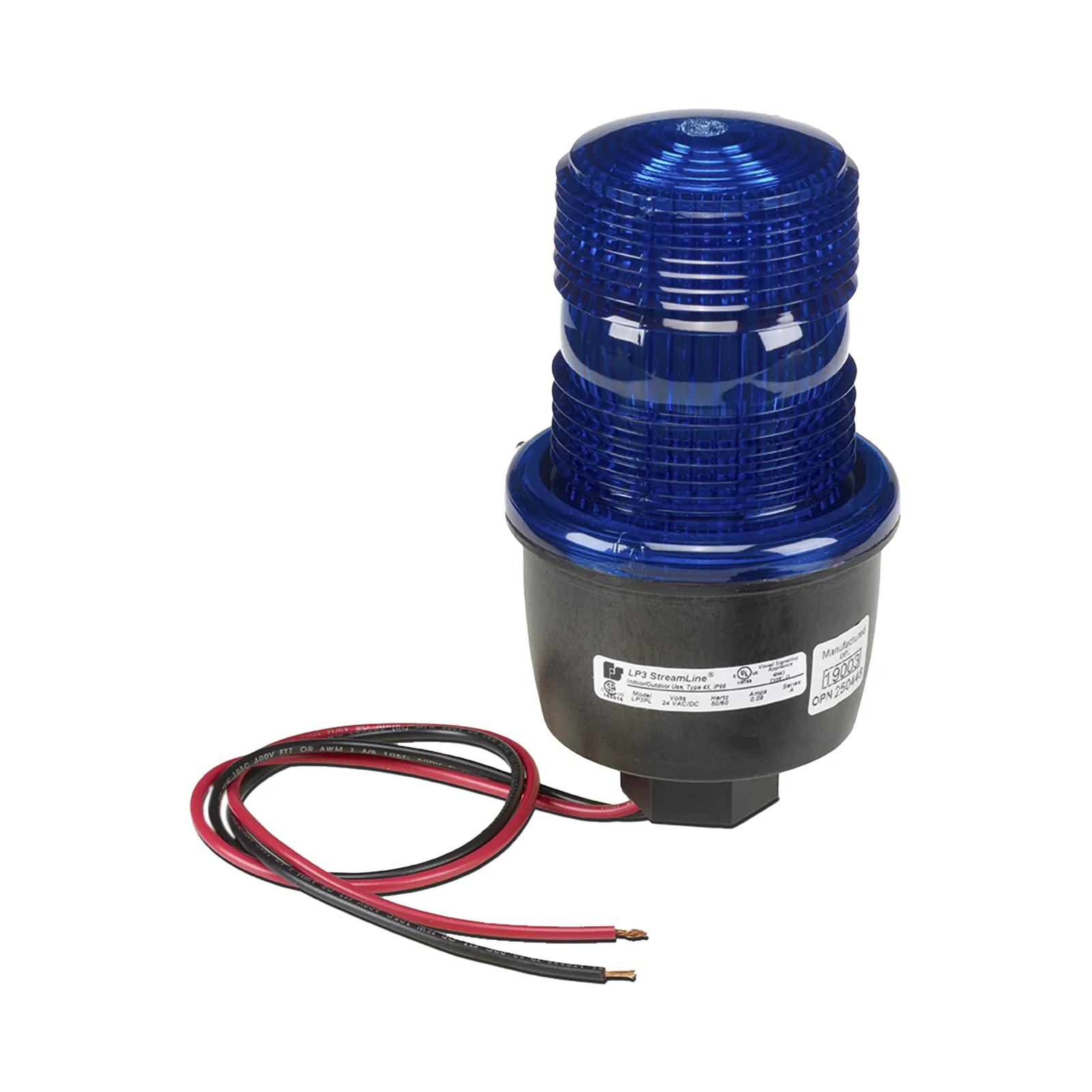 Luz de advertencia LED serie Streamline, 24 Vcd, montaje en tubo, azul