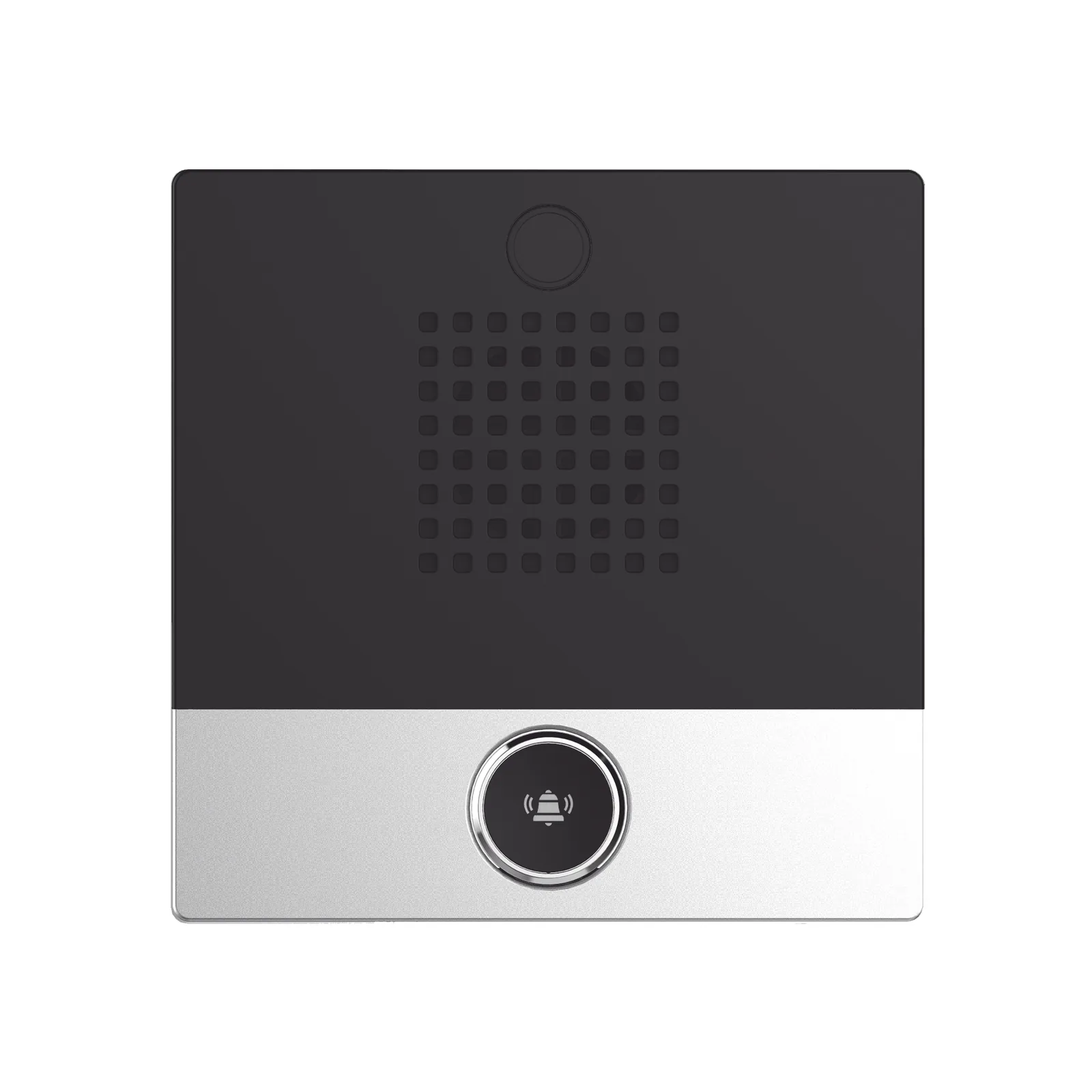 Mini Intercomunicador para hotelería y hospitales, con diseño elegante, PoE, 1 botón, 1 relevador integrado de salida y entrada.