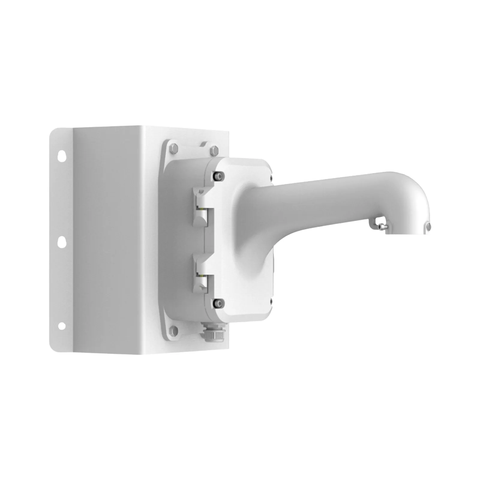 Montaje de Esquina con Caja de Conexión para Domos PTZ epcom y HIKVISION / Fabricado con Aleación de Aluminio y Acero