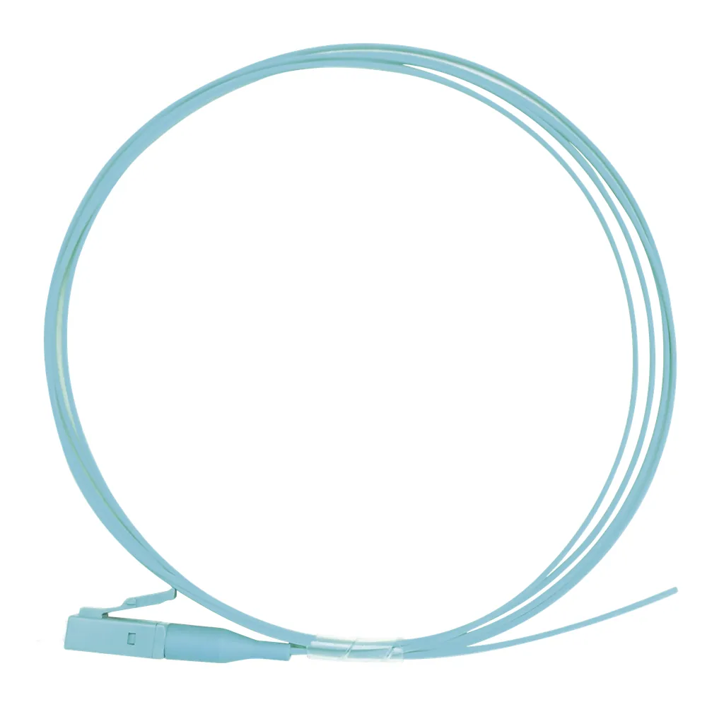 Pigtail de Fibra Óptica Simplex LC, PVC, OM3 50/125, Aqua, 1 Metro (3.28 Pies)