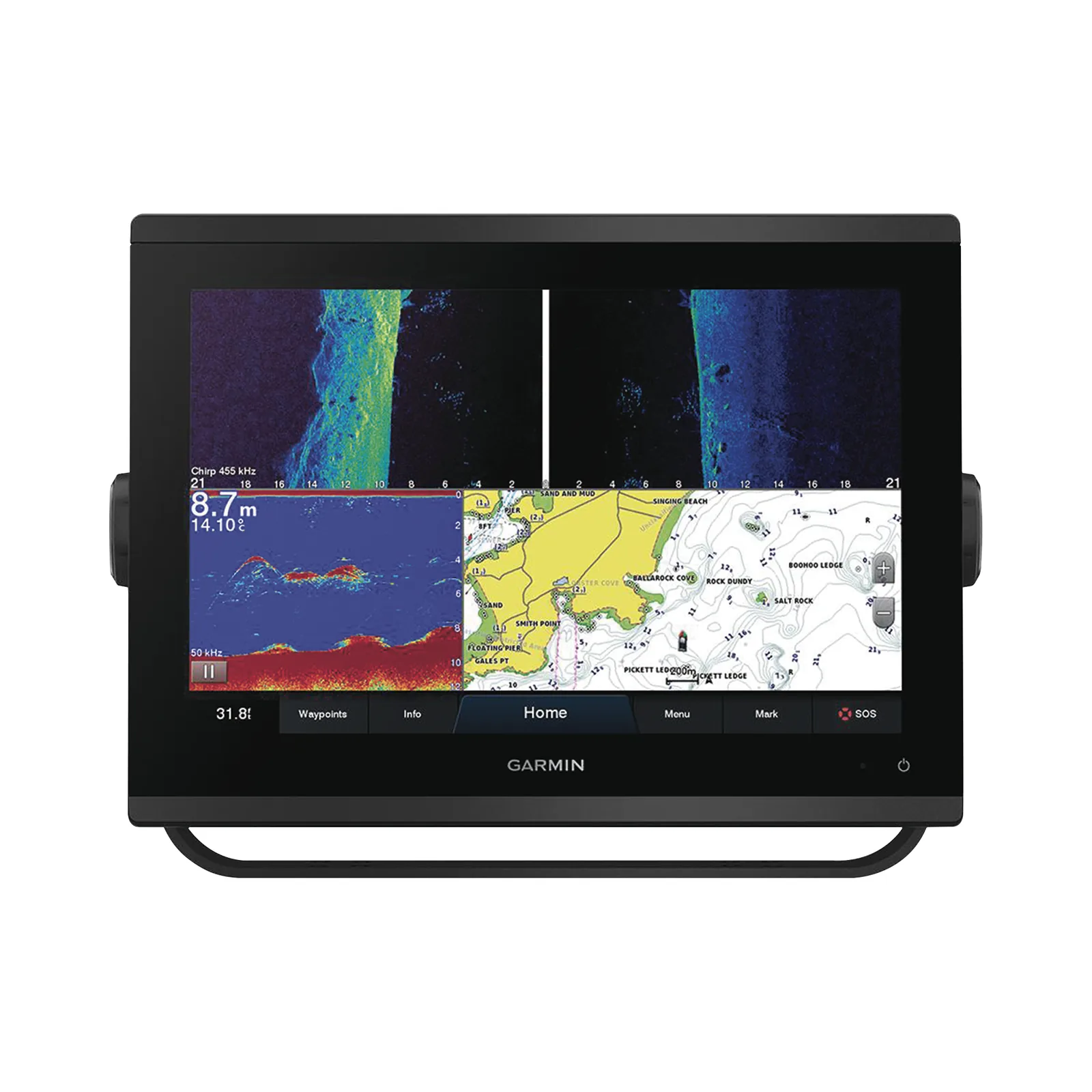 GPSMAP 1223xsv / Pantalla Táctil WXGA 12.1" / Resolución 1280x800 / GPS-GLONASS-Galileo / Compatible con NMEA 2000 y 0183 / Sonda CHIRP Integrada / ClearVü y SideVü / IPX7 / Alimentación 10-32 Vdc
