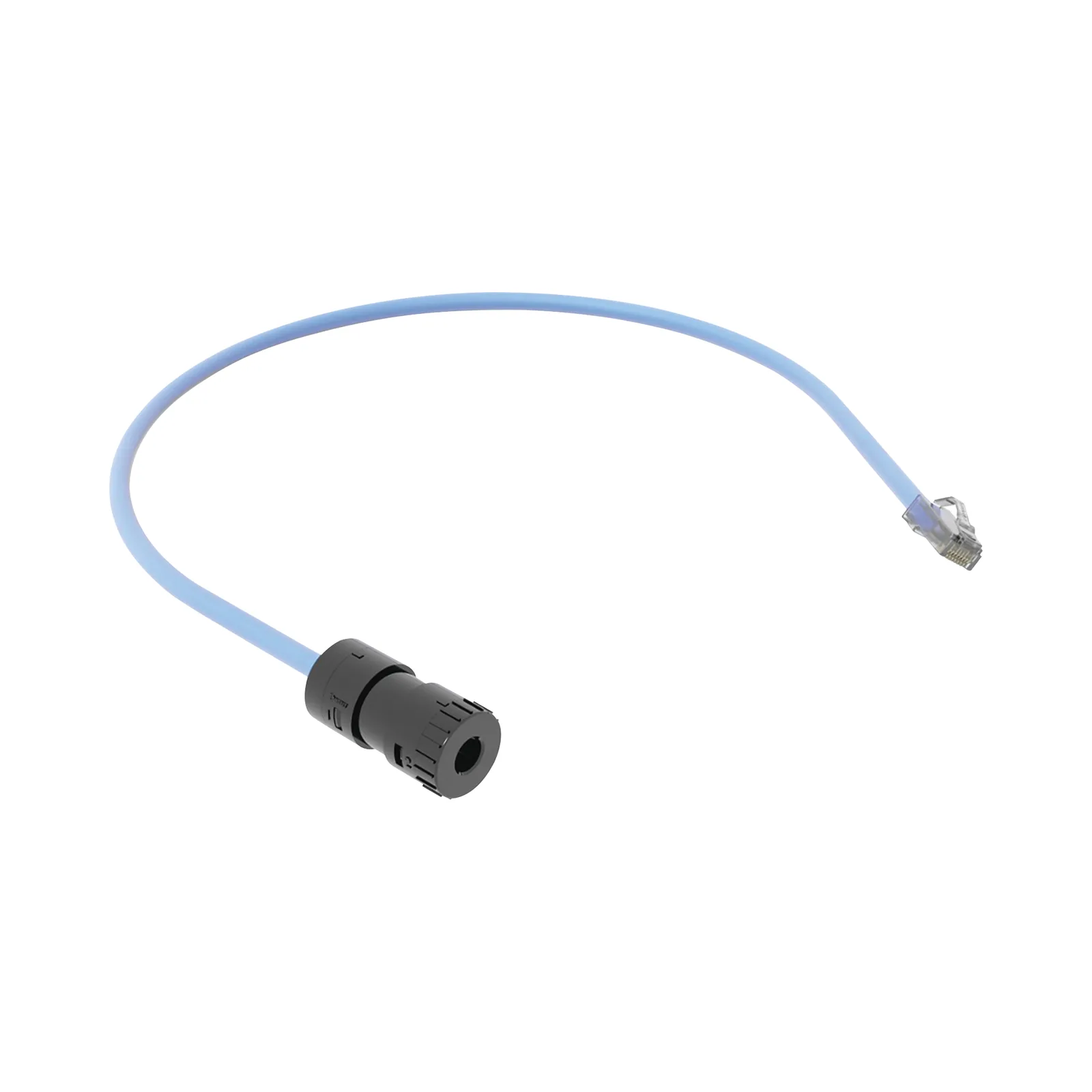 Cable de Conexión en Campo Jack a Plug RJ45, Categoría 6A, CMP (Plenum), 0.5 Metros (1.64 Pies), Color Azul