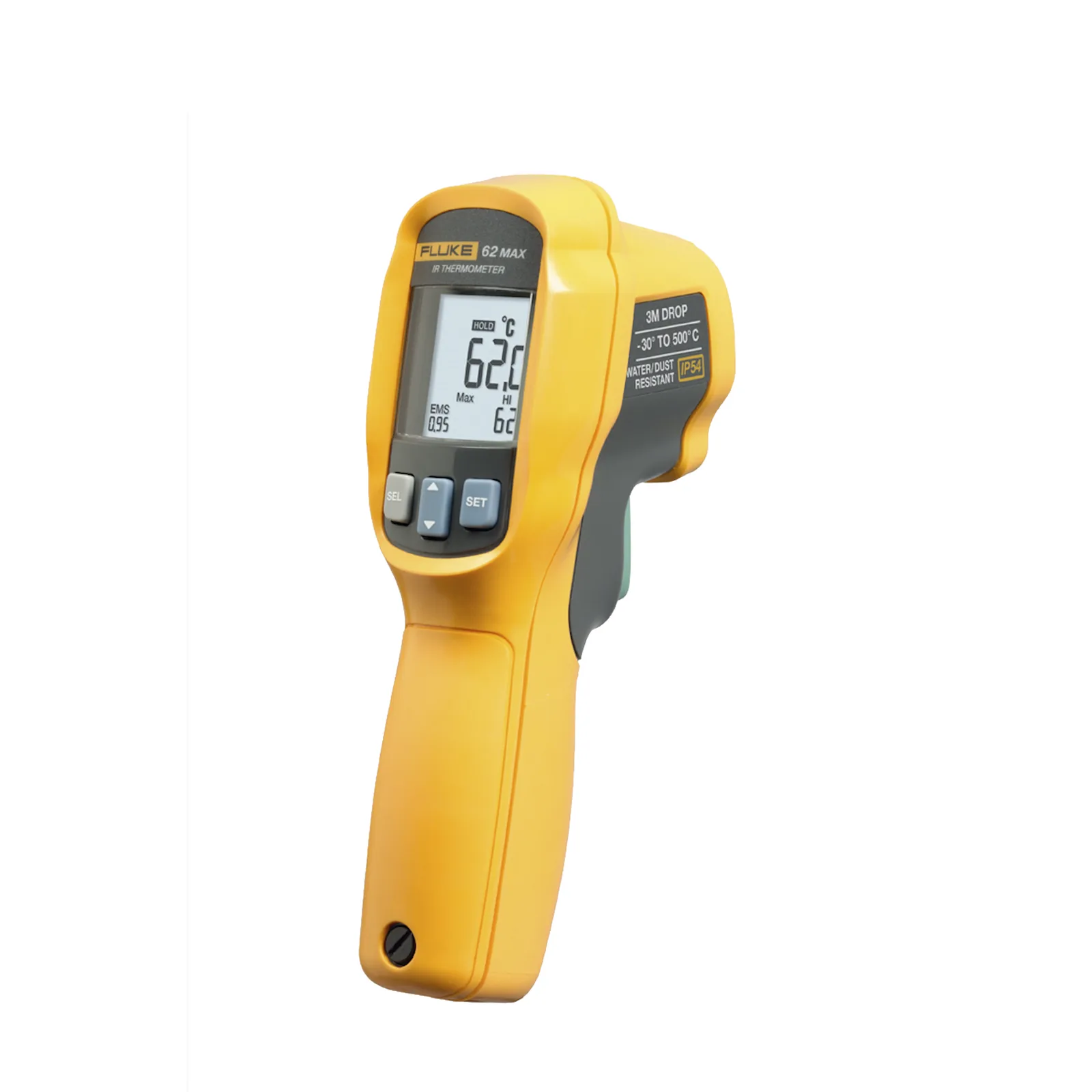 Termómetro IR Para Medición de Temperatura de -30ºC a 500ºC, Con Precisión +-1.0%, y Clasificación IP54 de Resistencia al Agua y Polvo