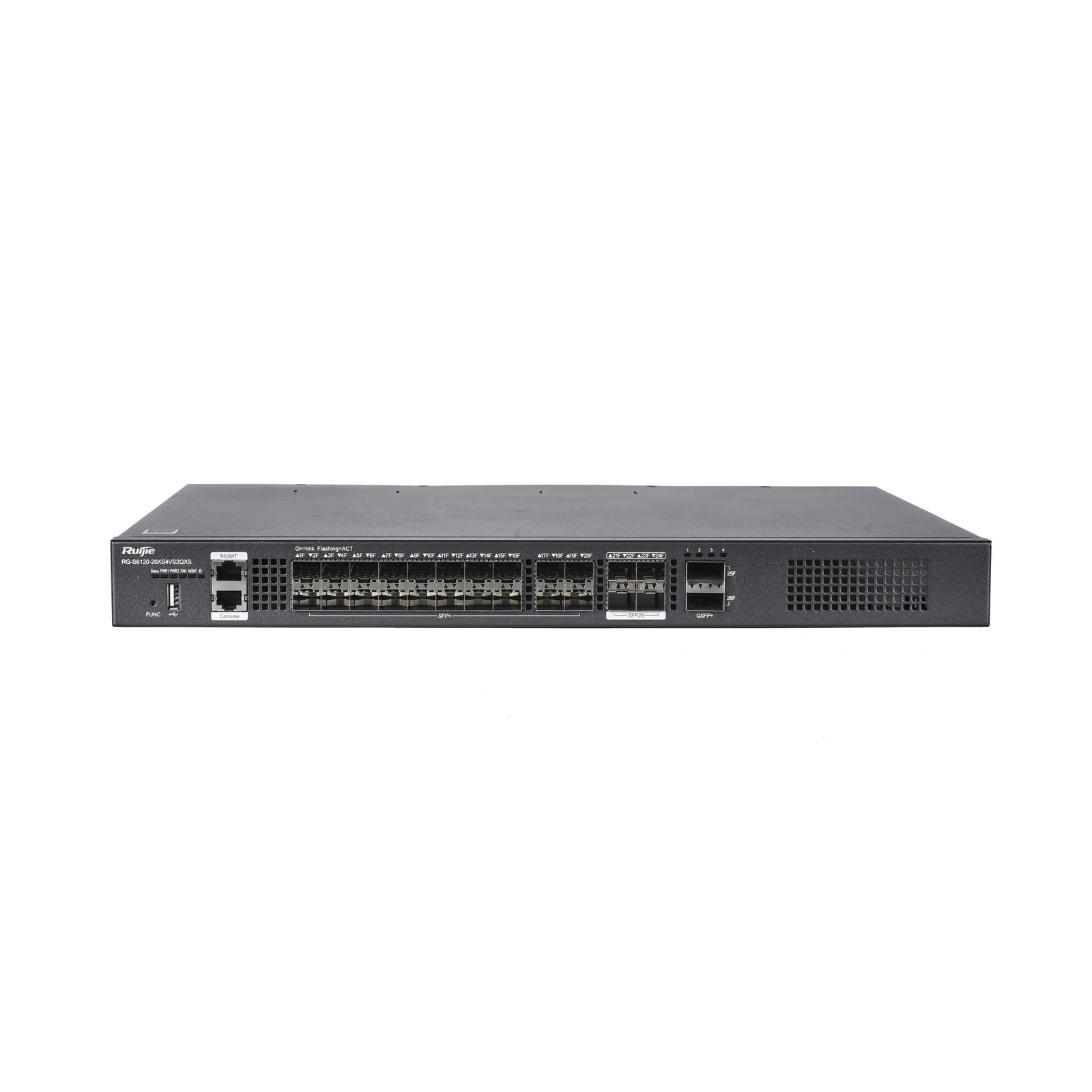 Switch distribución de fibra hasta 23 Tbps de Capacidad, 20 puertos SFP+ 10G, 4 Puertos SFP28 25G y 2 puertos QSFP+ 40G